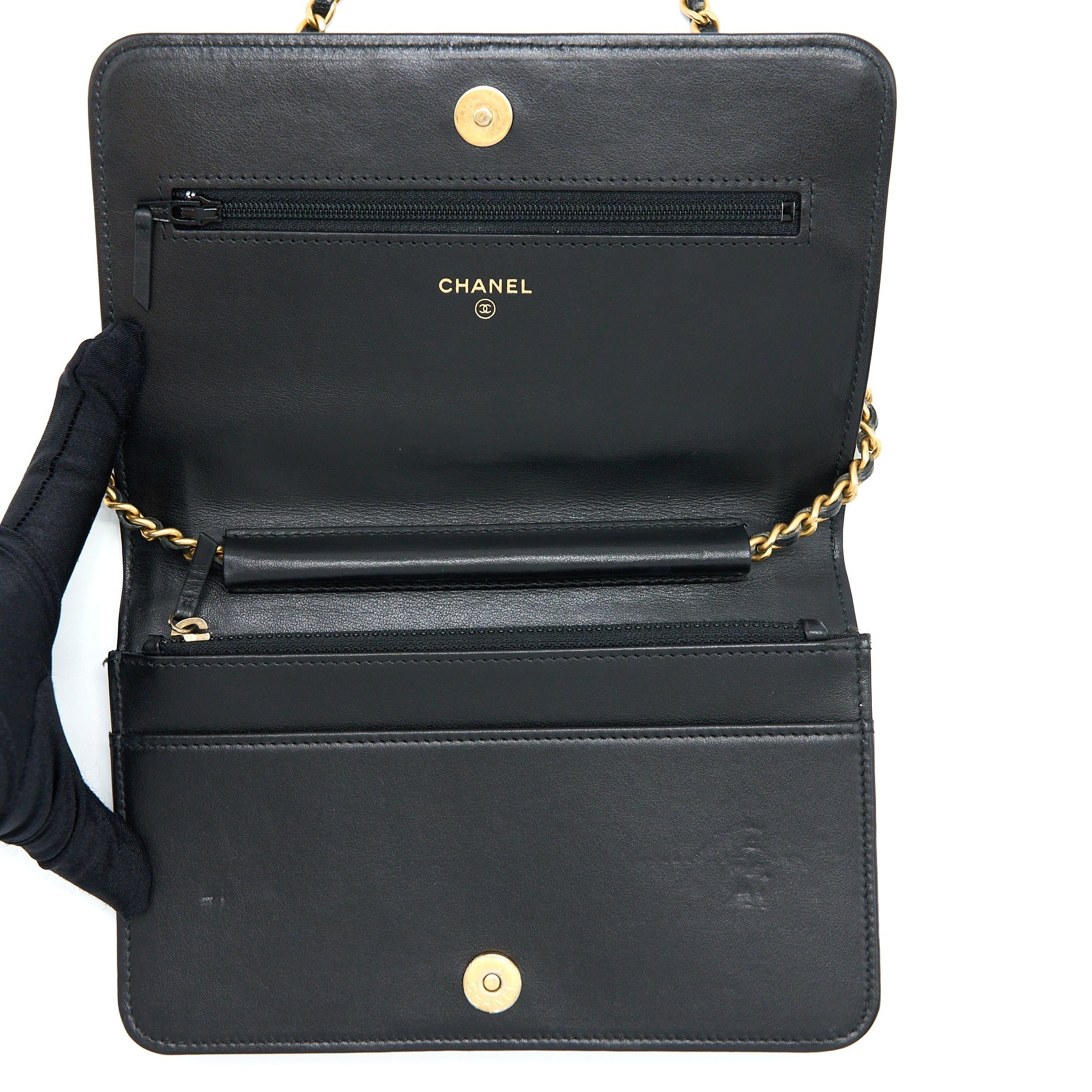 Chanel Classic Boy Wallet On Chain Caviar Black