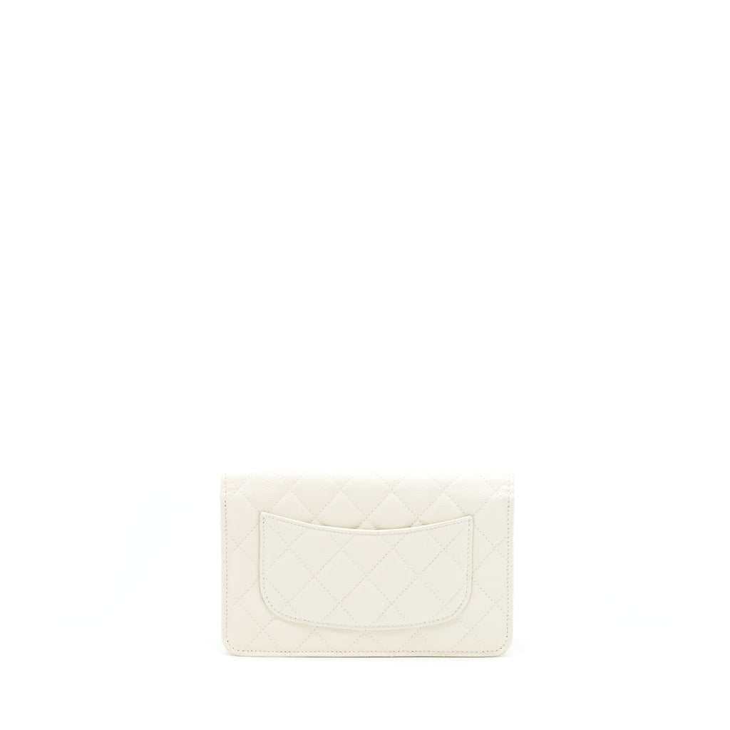 Chanel Classic Wallet On Chain Caviar White L