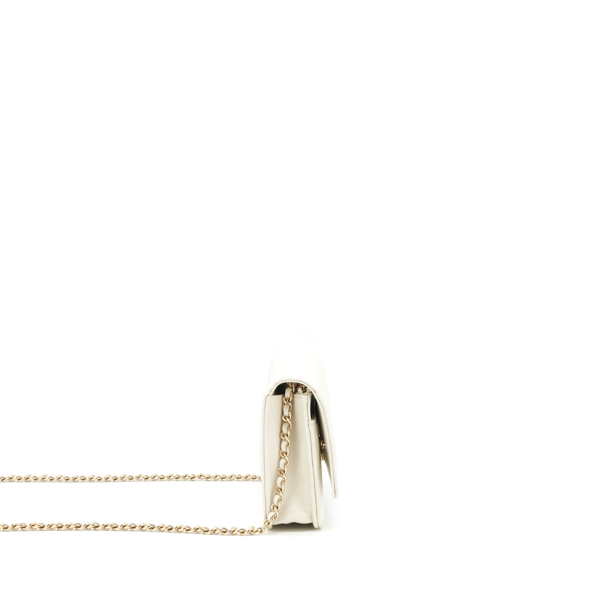 Chanel Classic Wallet On Chain Caviar White L