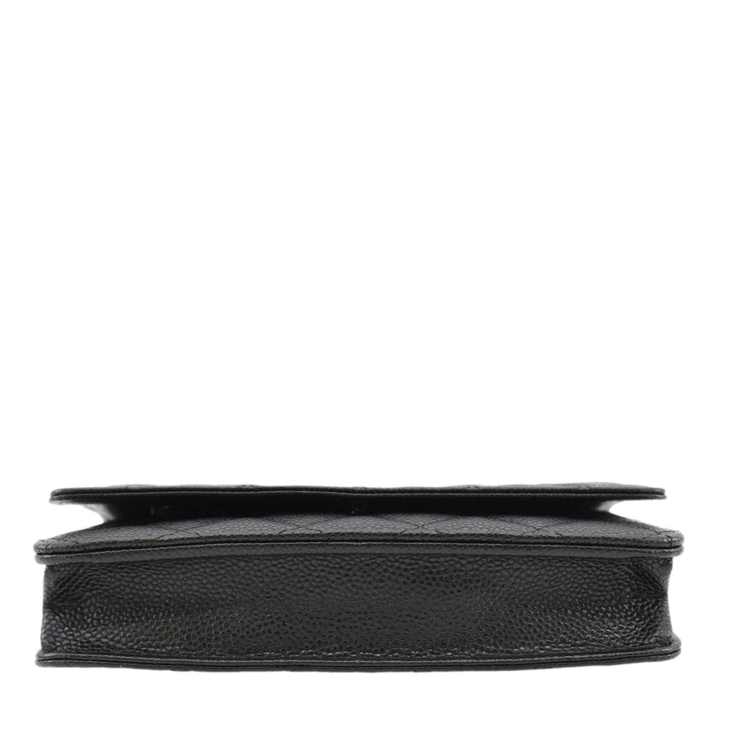 CHANEL Wallet On Chain Quilted Caviar Leather Crossbody Bag Black