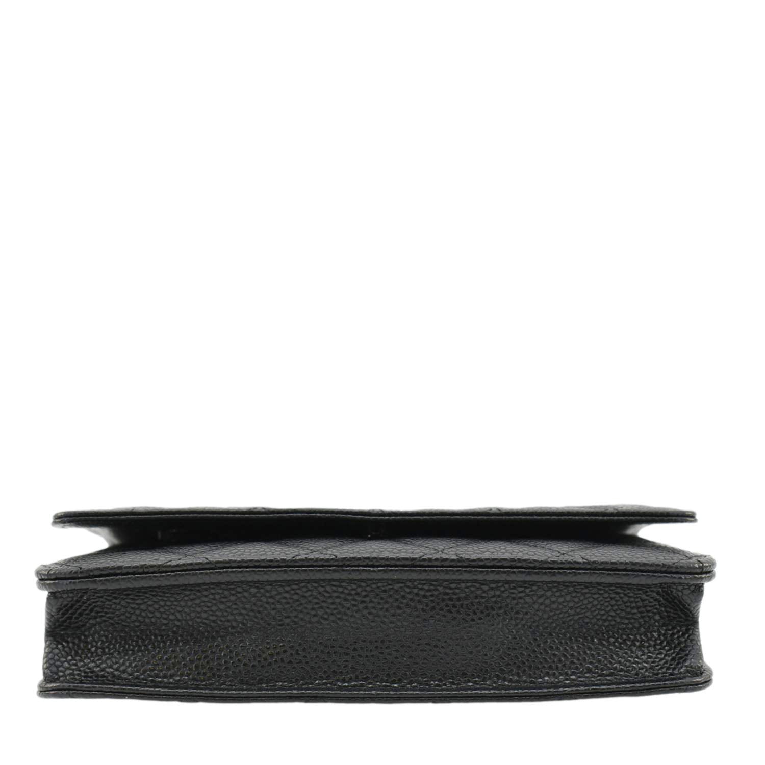 CHANEL Wallet On Chain Quilted Caviar Leather Crossbody Bag Black