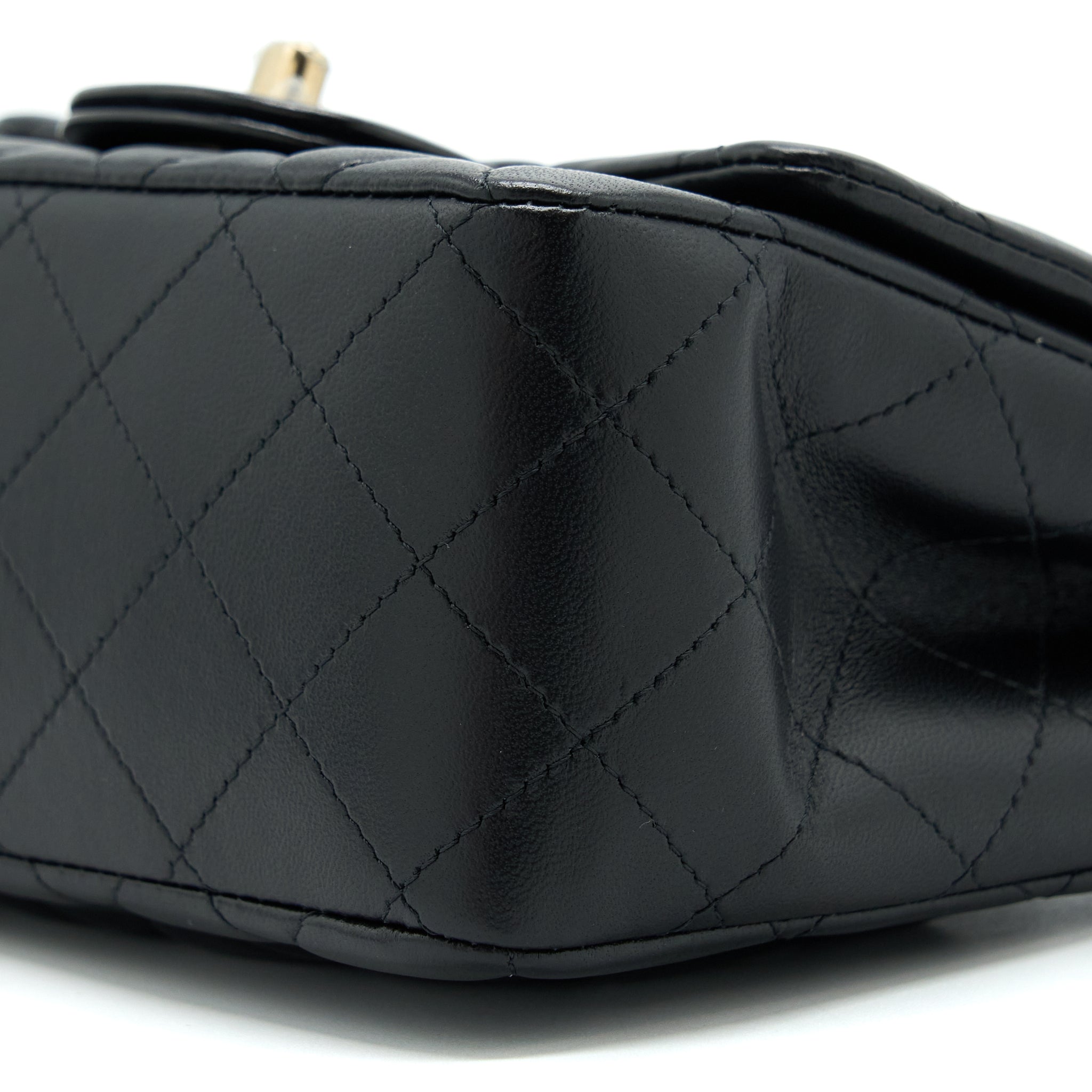 Chanel Mini Square Flap Bag Lambskin Black  (Microchip)