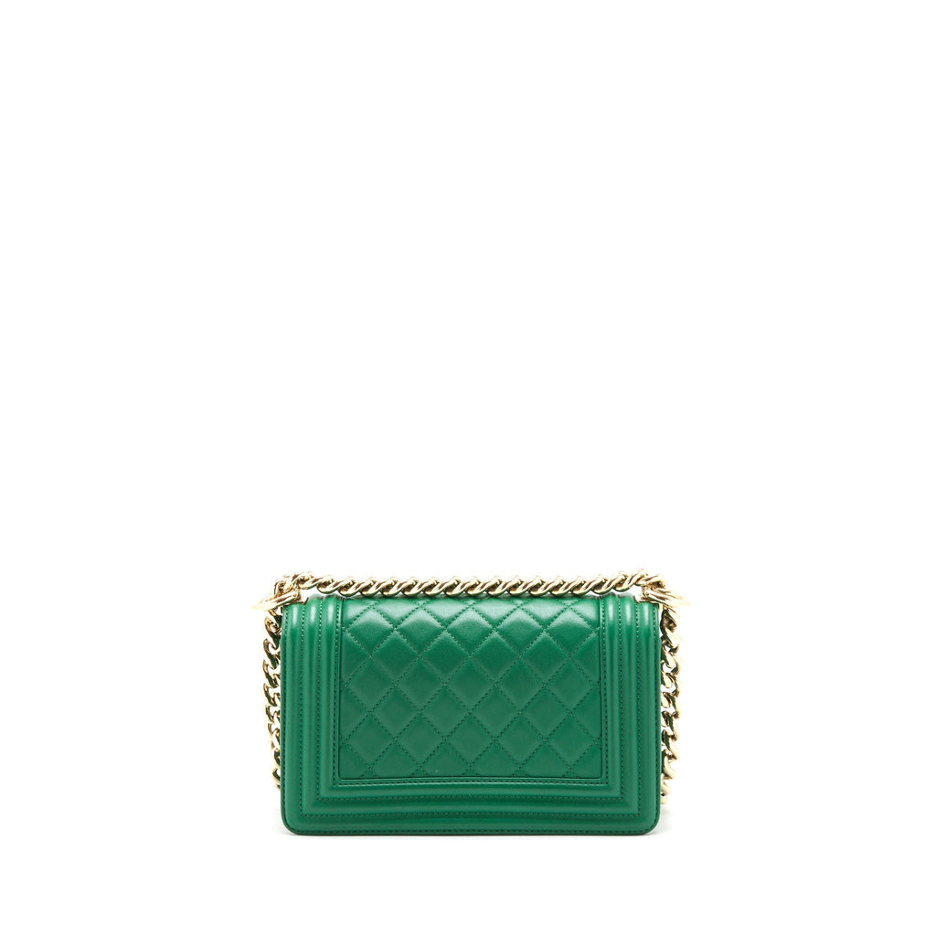 Chanel Small Boy Bag Lambskin Green L