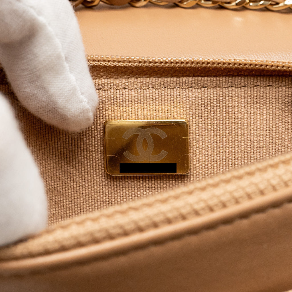 Chanel Trendy CC Wallet On Chain Lambskin Dark Beige