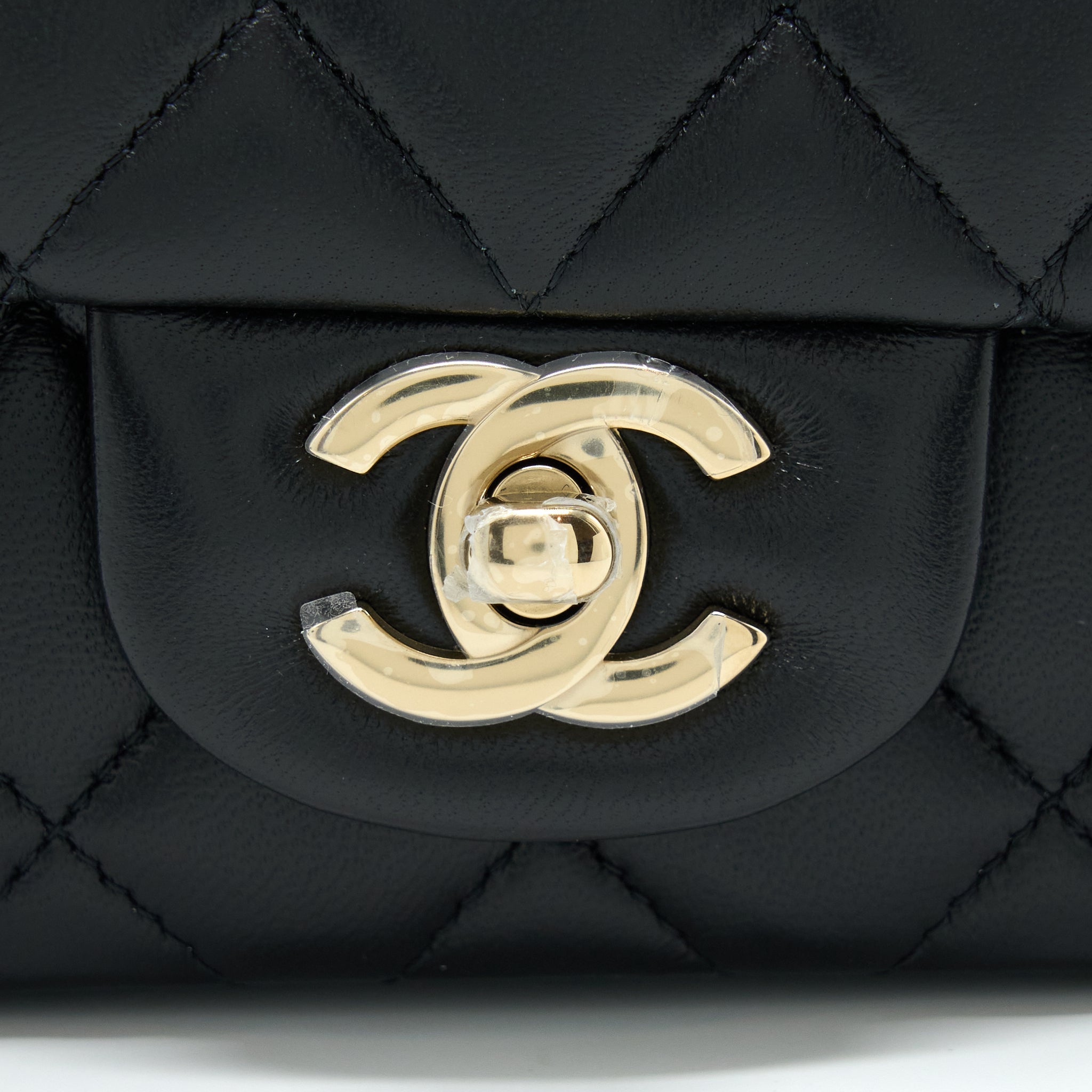 Chanel Mini Square Flap Bag Lambskin Black  (Microchip)