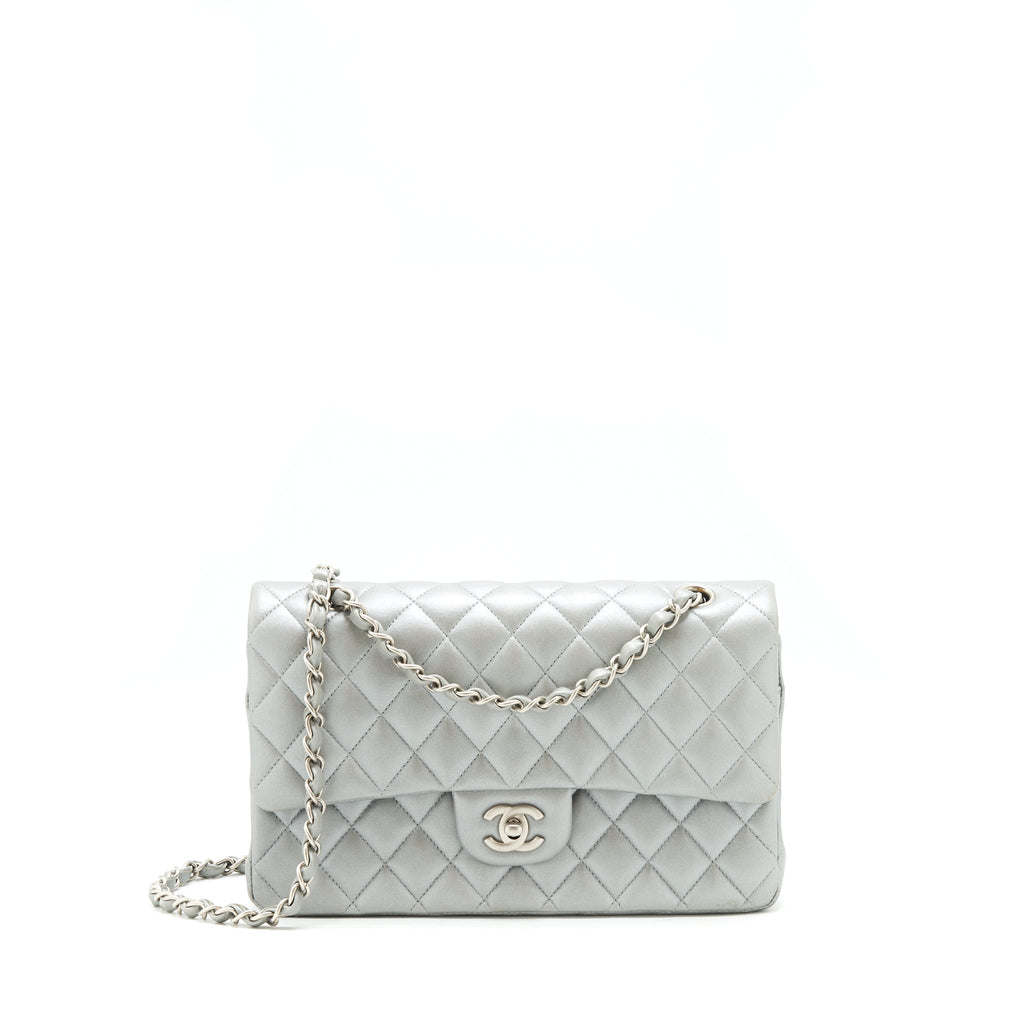 Chanel Medium Classic Flap Bag Silver Grey