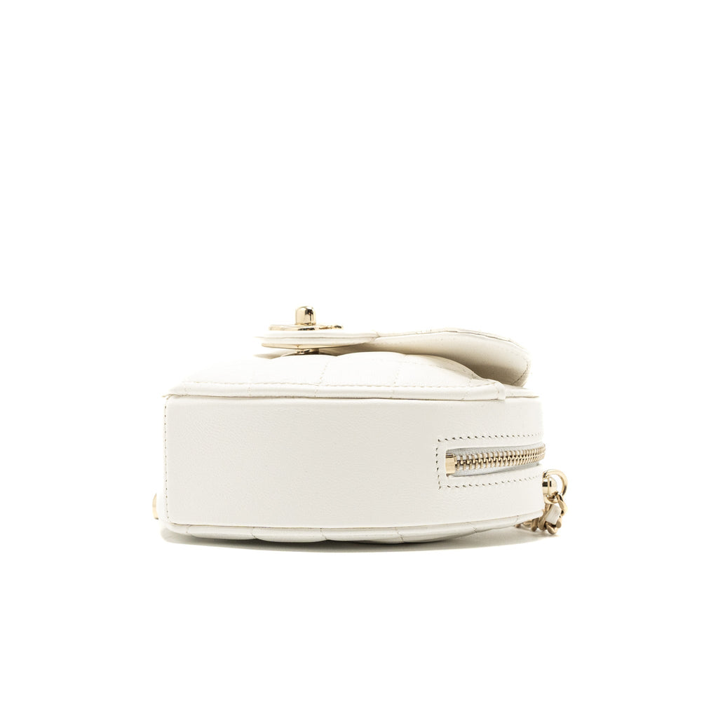 Chanel 22S Small Heart Bag Lambskin White L