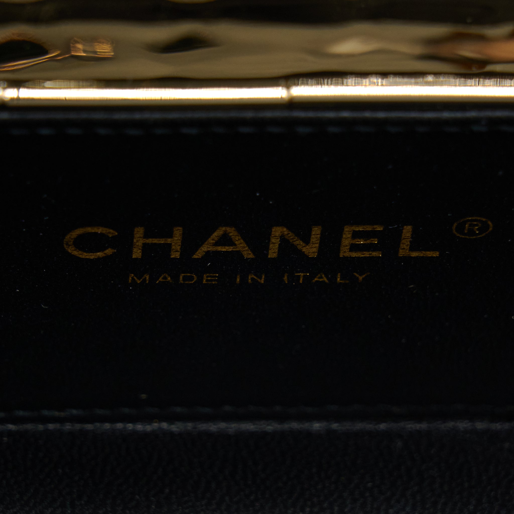 Chanel Mini Evening Bag Gold Tone Hammered Metal And Gold Tone Metal (Microchip )