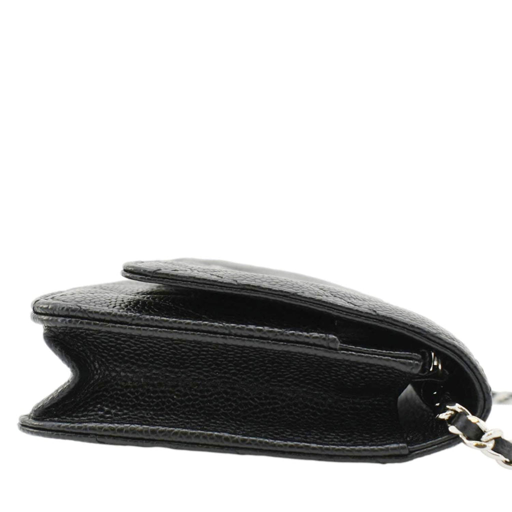 CHANEL Wallet On Chain Quilted Caviar Leather Crossbody Bag Black