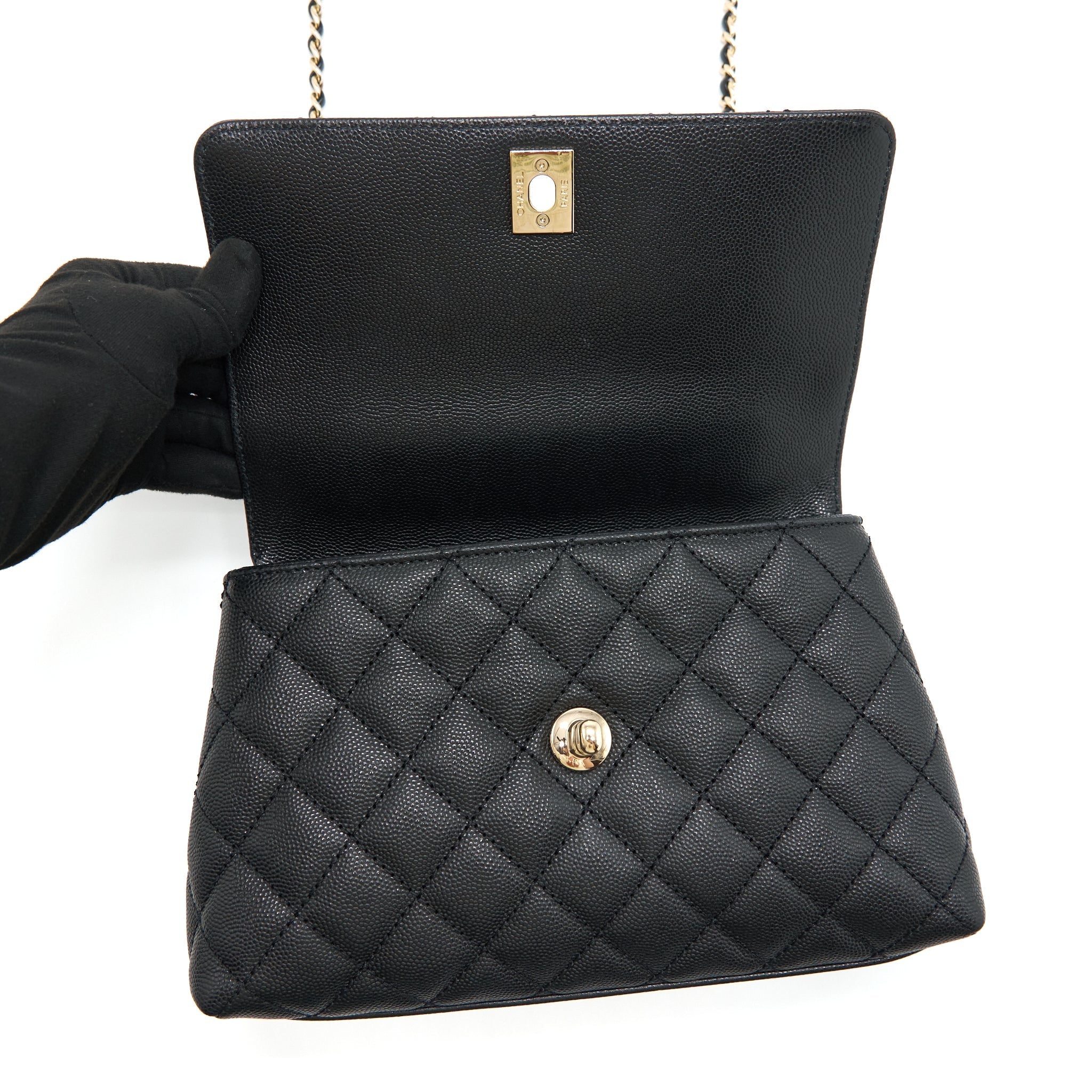 Chanel small coco handle caviar black L