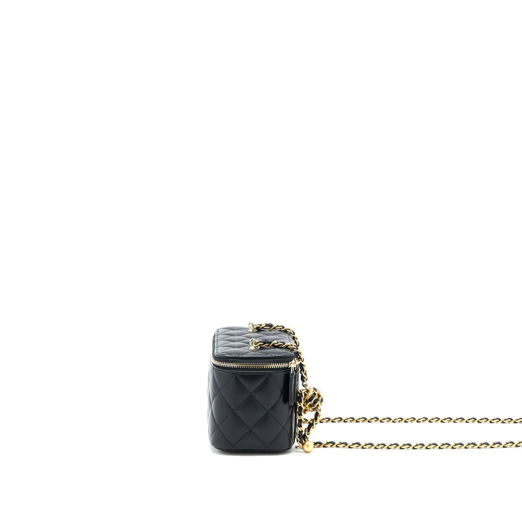 Chanel Pearl Crush Long Vanity Lambskin Black Brushed