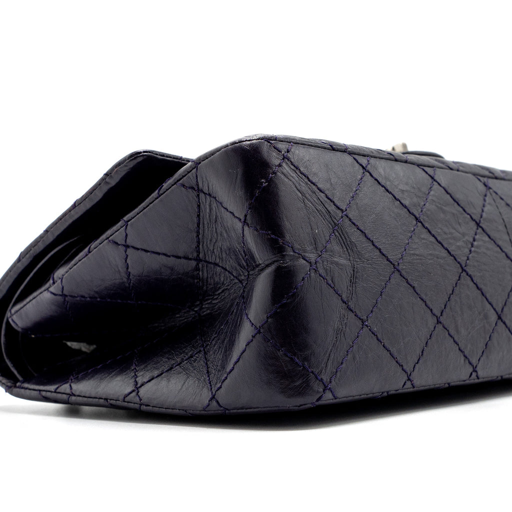 CHANEL Large 2.55  REISSUE FLAP BAG AGED CALFSKIN DARK PURPLE RUTHENIUM HARDWARE