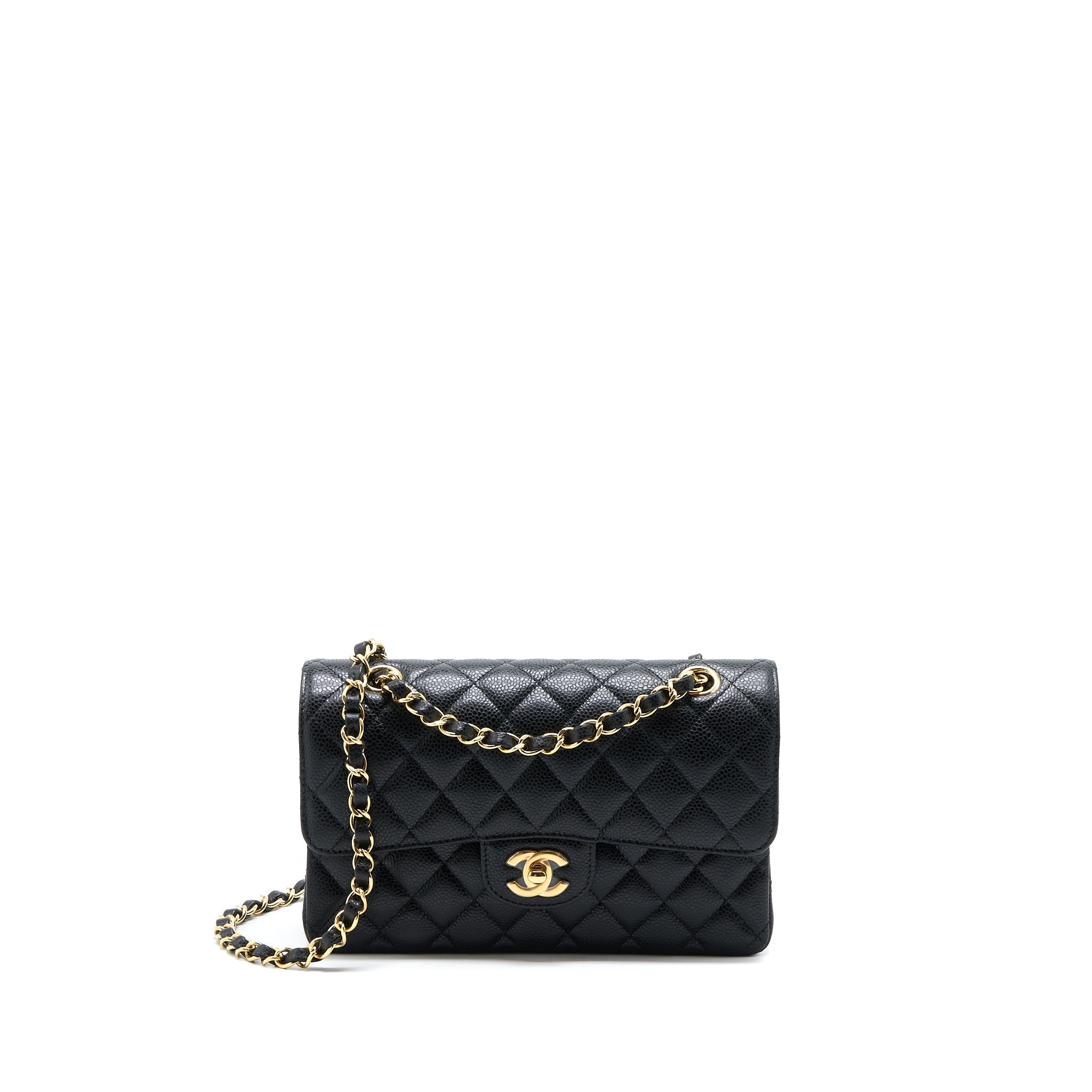Chanel Small Classic Flap Bag Caviar Black  (Microchip)