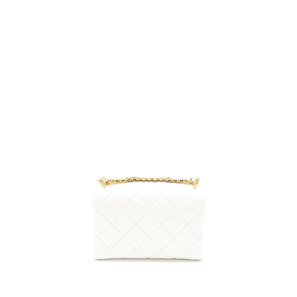 Chanel Quilted Flap Bag with Letter Chain Lambskin White  (Microchip)