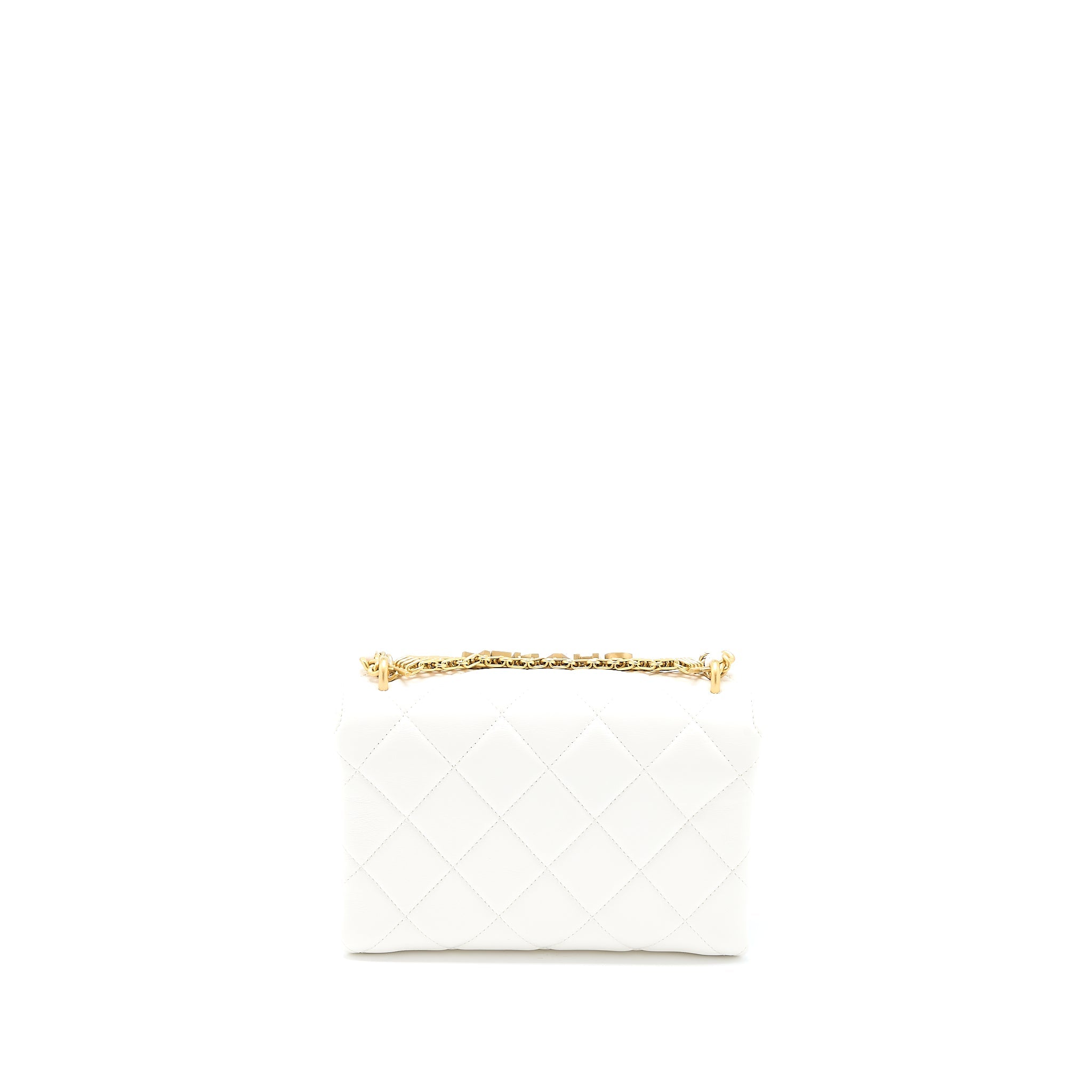 Chanel Quilted Flap Bag with Letter Chain Lambskin White  (Microchip)