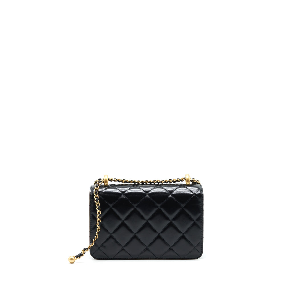 CHANEL 21A GOLD CRUSH FLAP BAG CALFSKIN Black