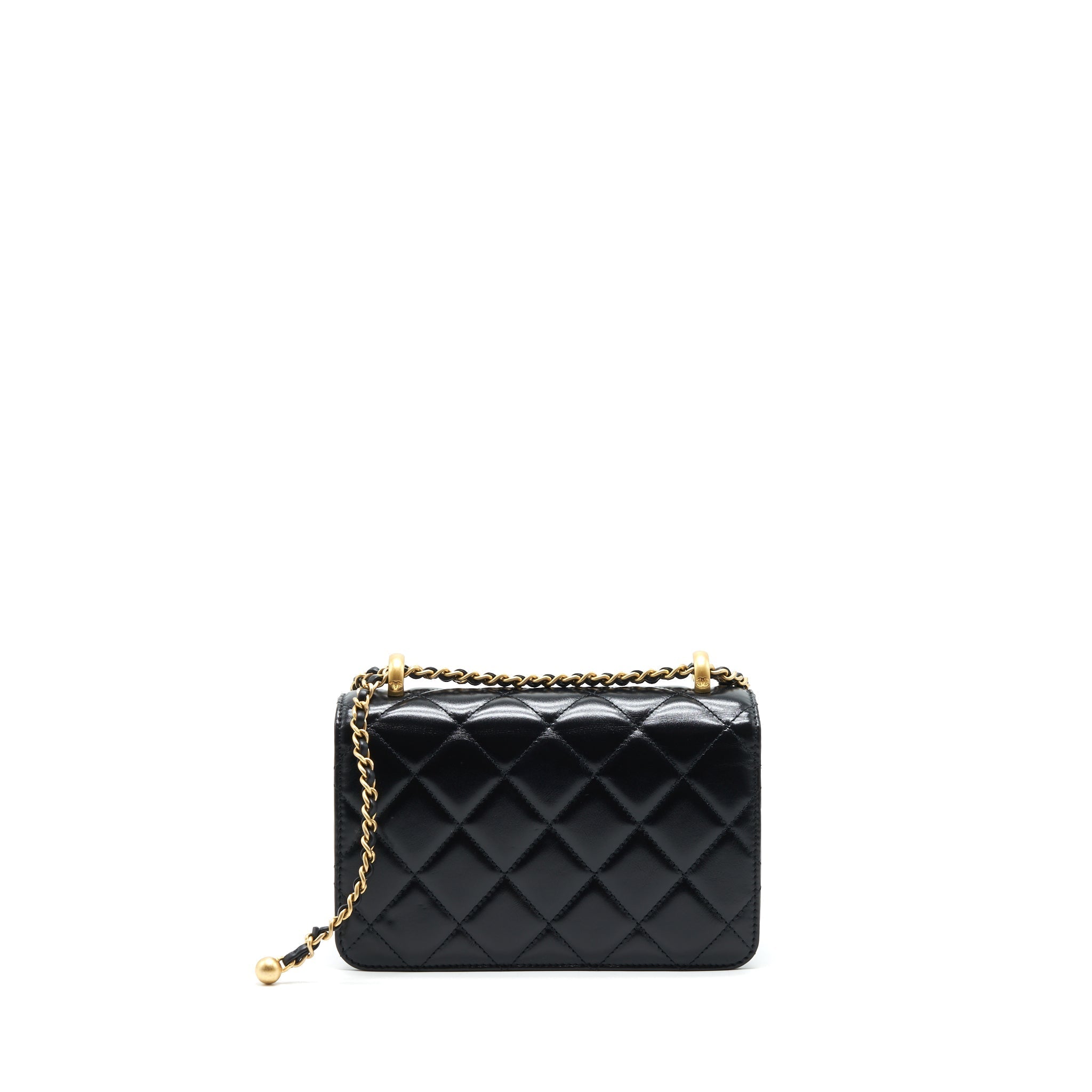 CHANEL 21A GOLD CRUSH FLAP BAG CALFSKIN Black