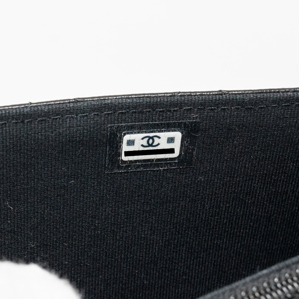 Chanel Top Handle flap wallet with chain lambskin so black (microchip)