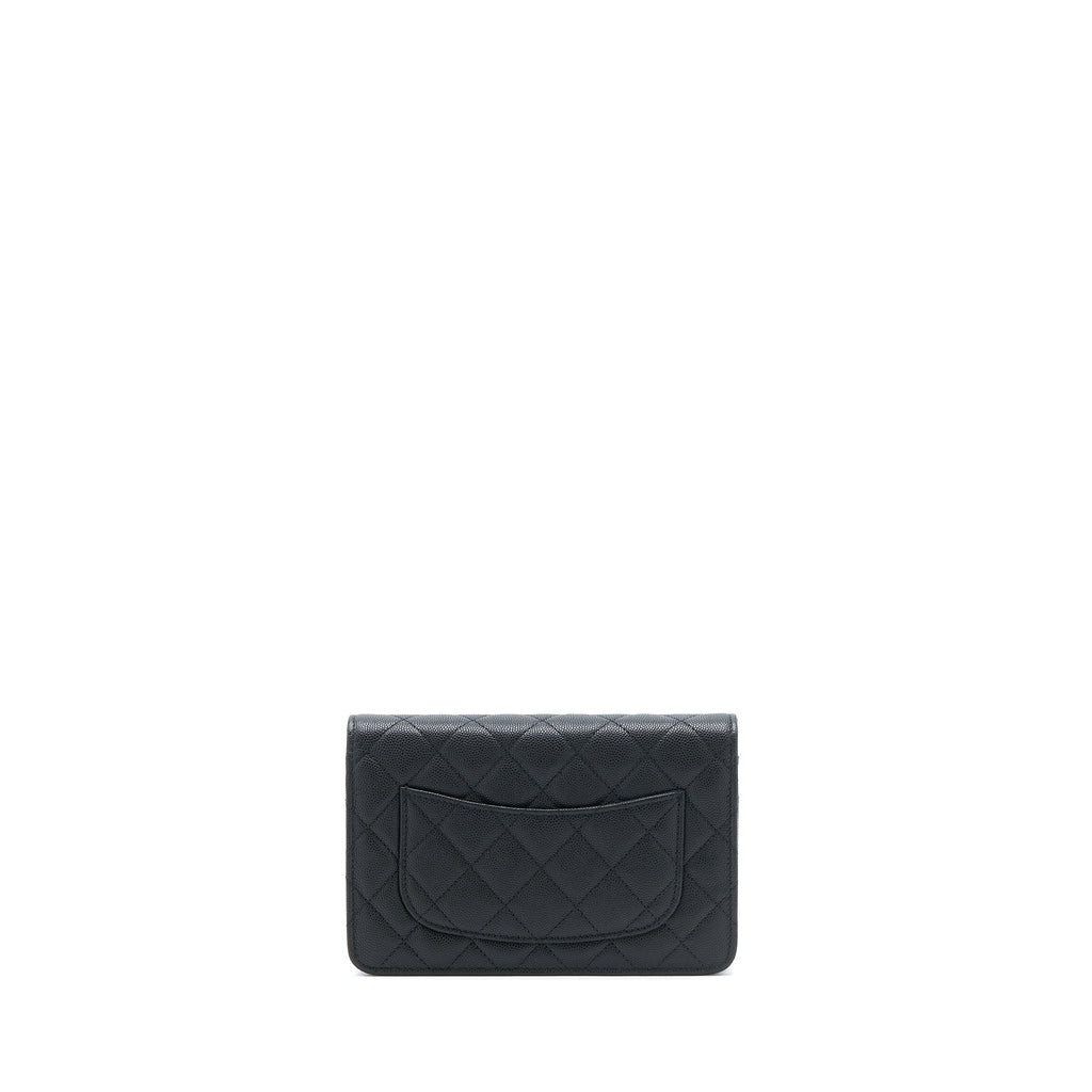Chanel Giant CC Logo Wallet On Chain Caviar Black L (Microchip)