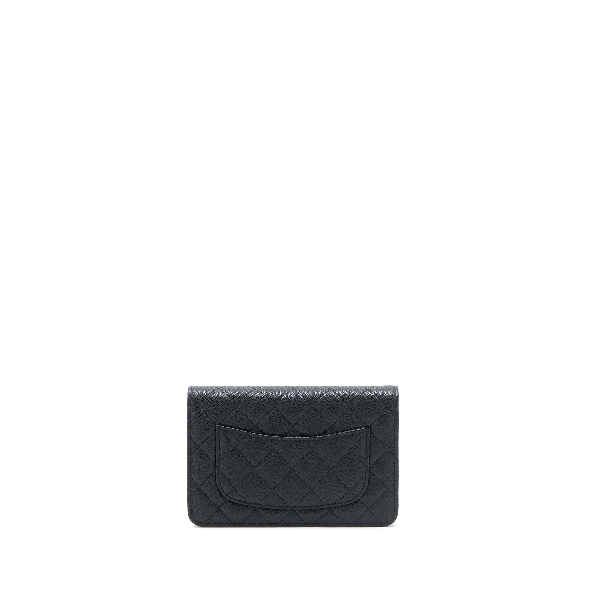 Chanel Giant CC Logo Wallet On Chain Caviar Black L (Microchip)