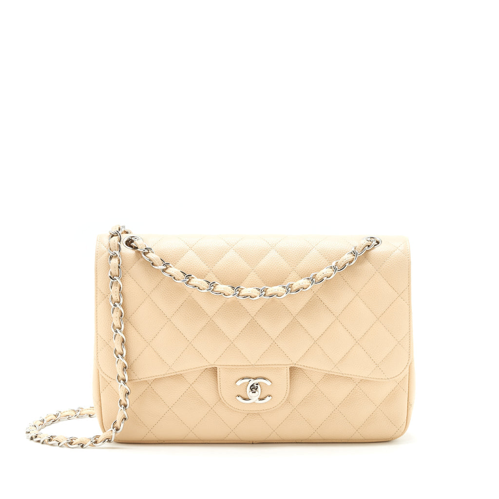 Chanel Classic Jumbo double flap Bag caviar beige