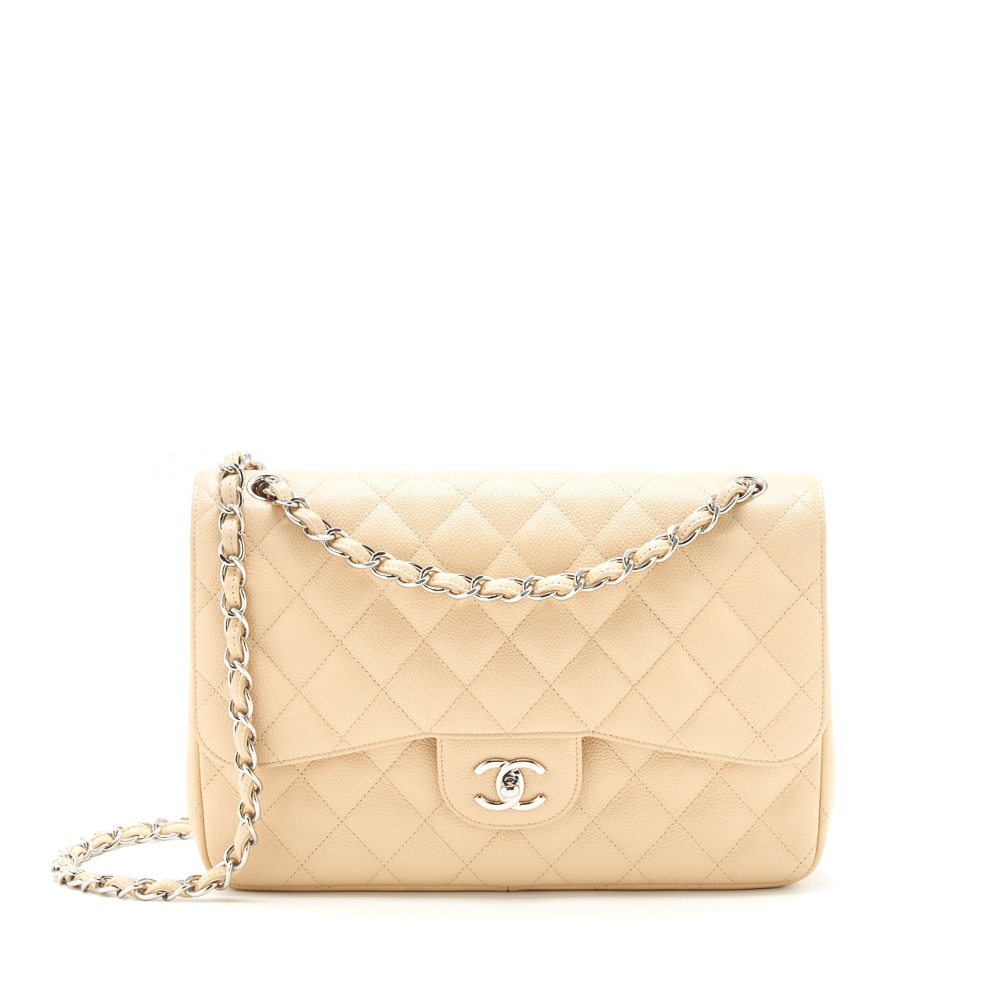 Chanel Classic Jumbo double flap Bag caviar beige