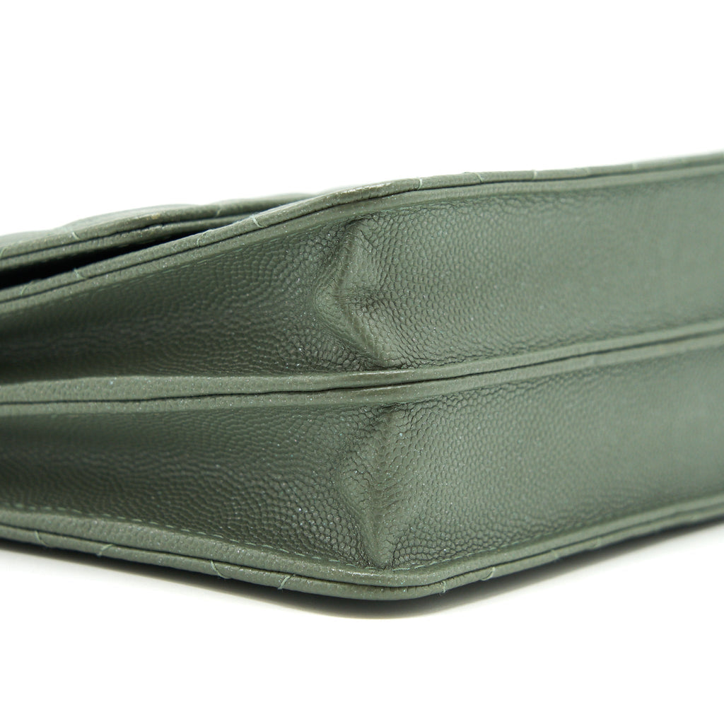 Chanel Wallet On Chain Square Caviar Green