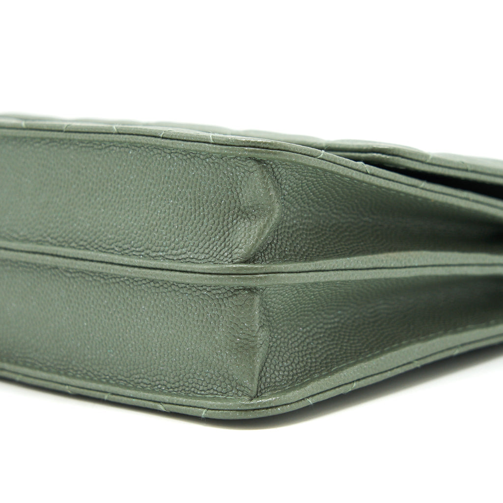 Chanel Wallet On Chain Square Caviar Green
