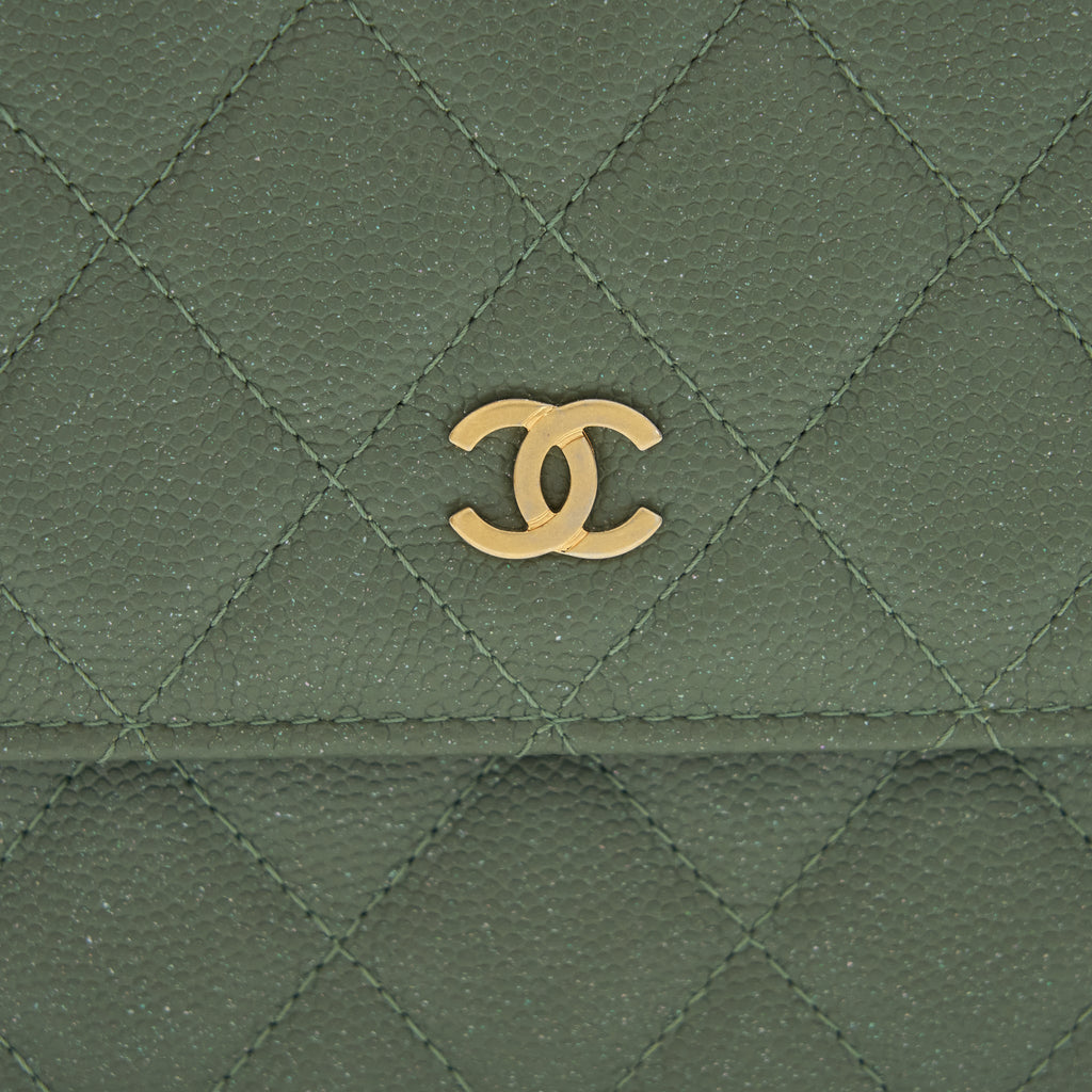 Chanel Wallet On Chain Square Caviar Green