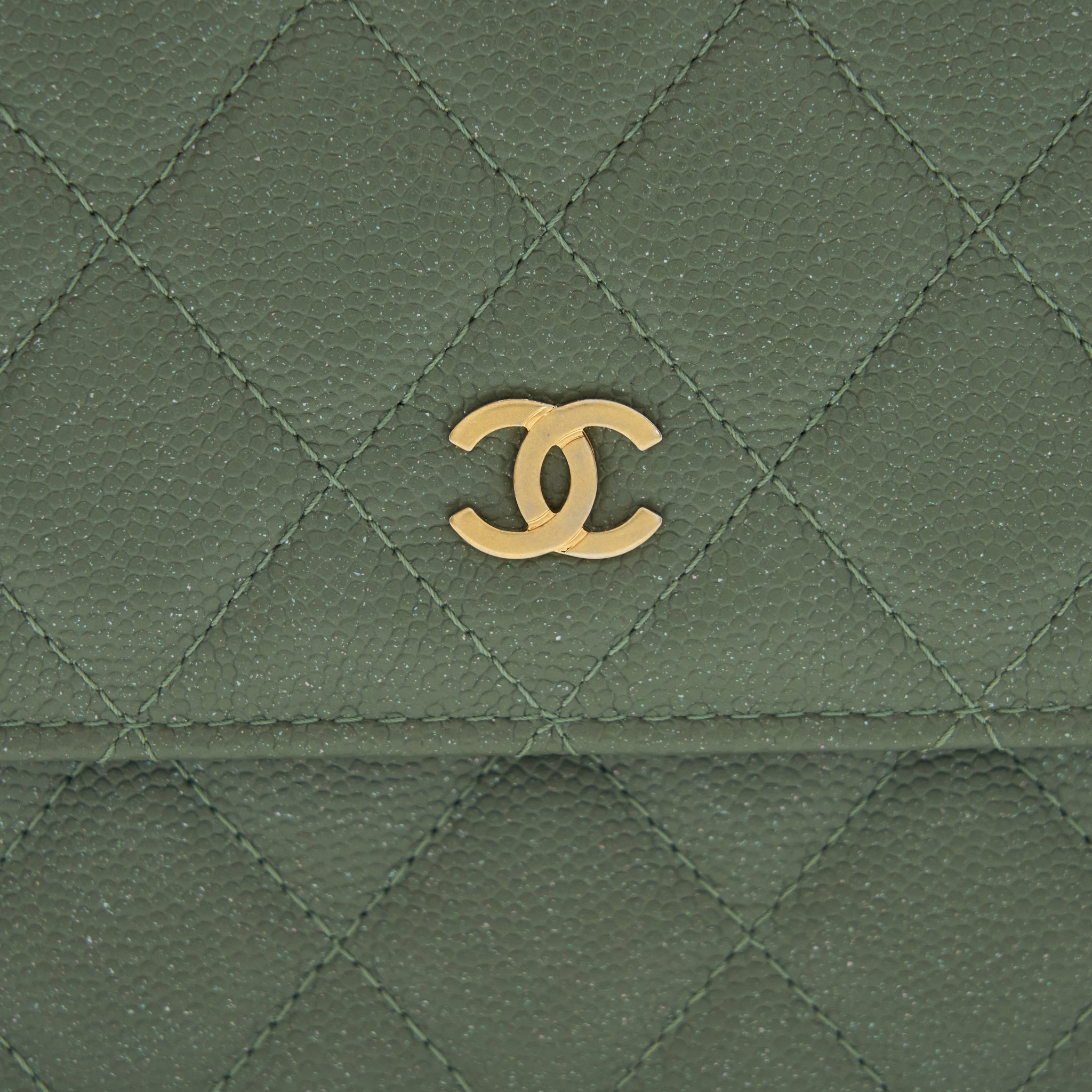 Chanel Wallet On Chain Square Caviar Green