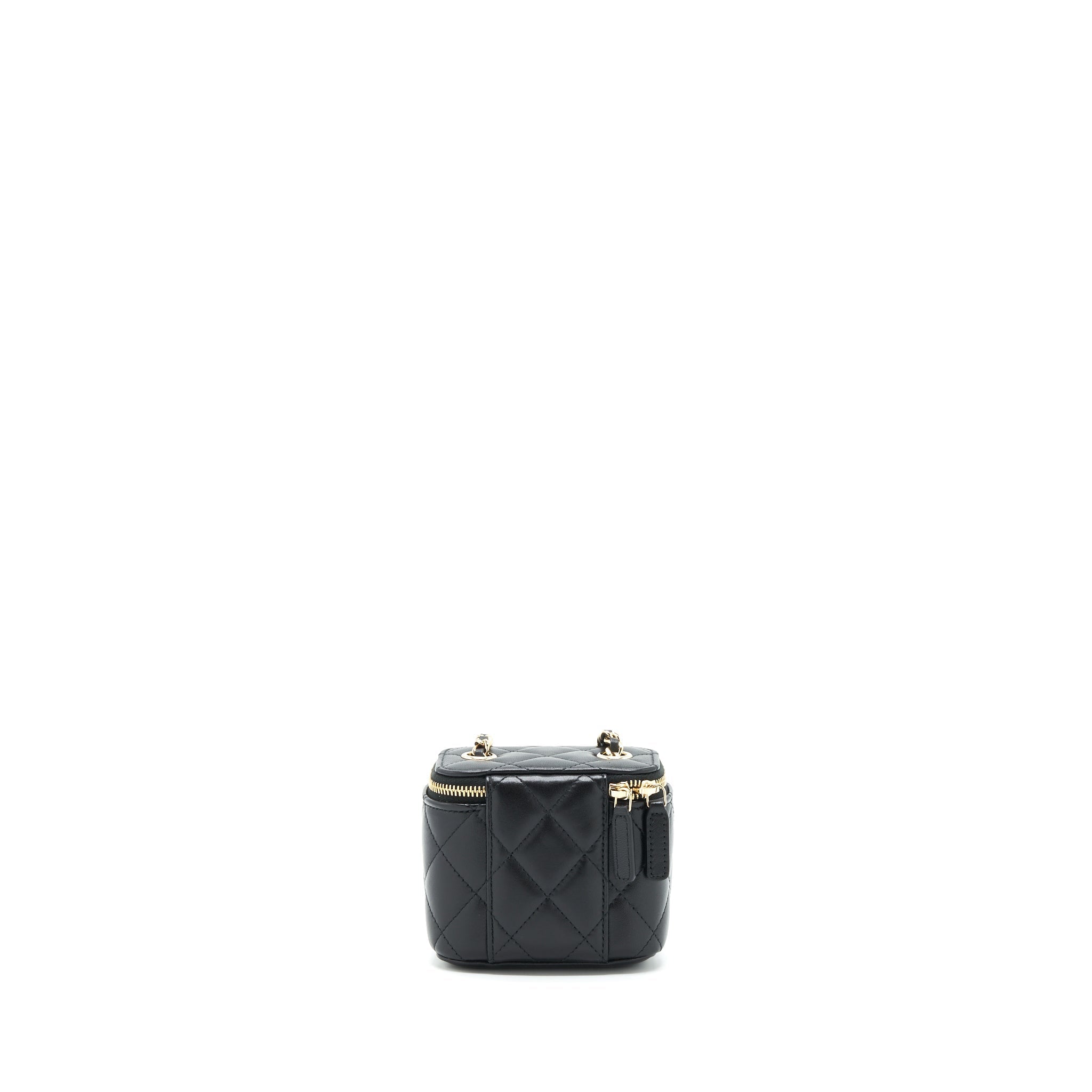 Chanel Mini Vanity With Camellia Chain Lambskin Black L