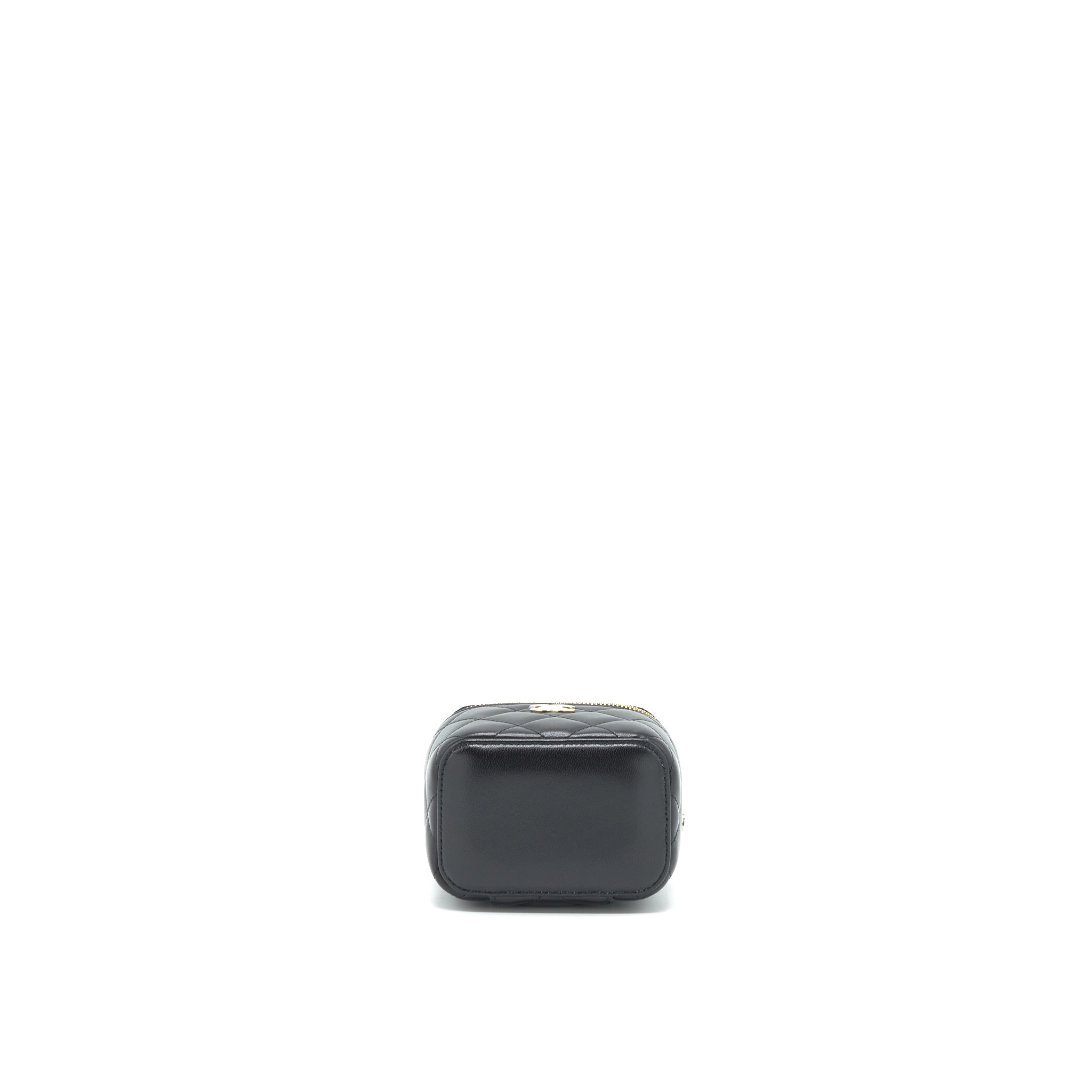 Chanel Mini Vanity With Camellia Chain Lambskin Black L