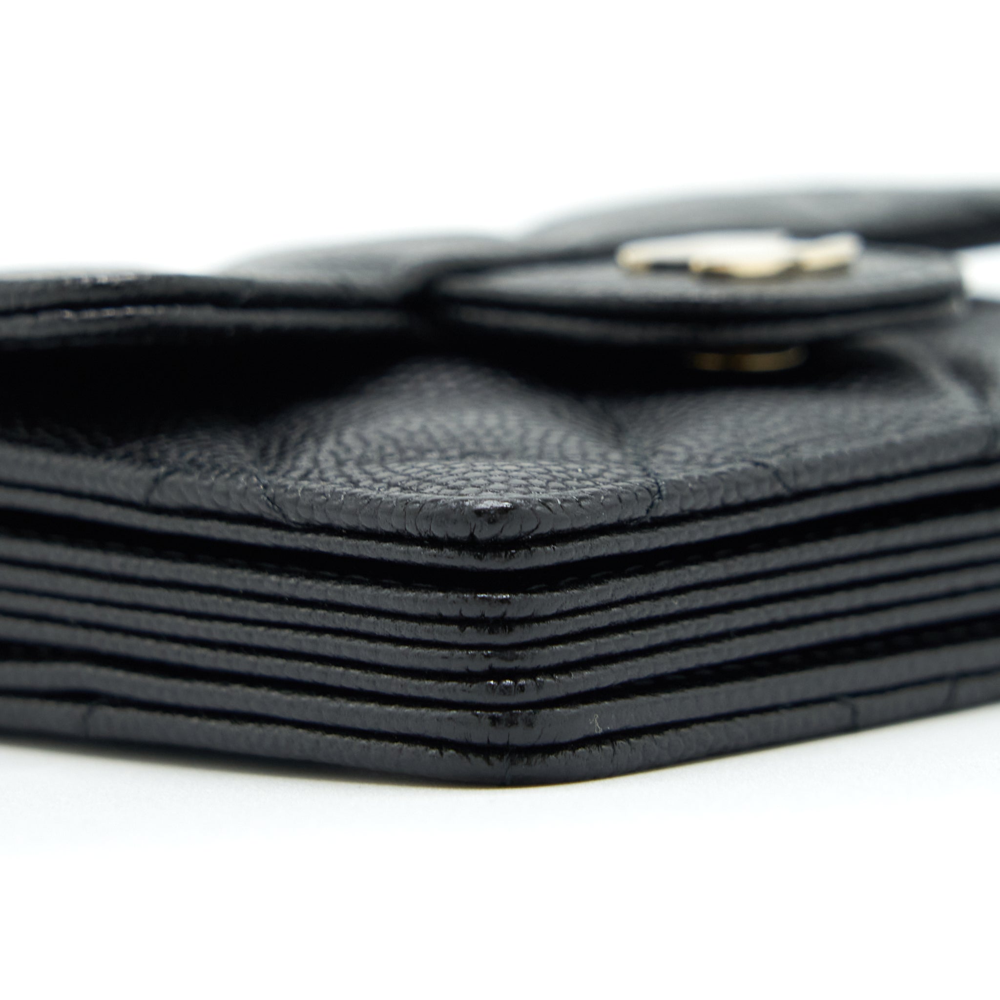 Chanel Card Holder On Chain Caviar Black L