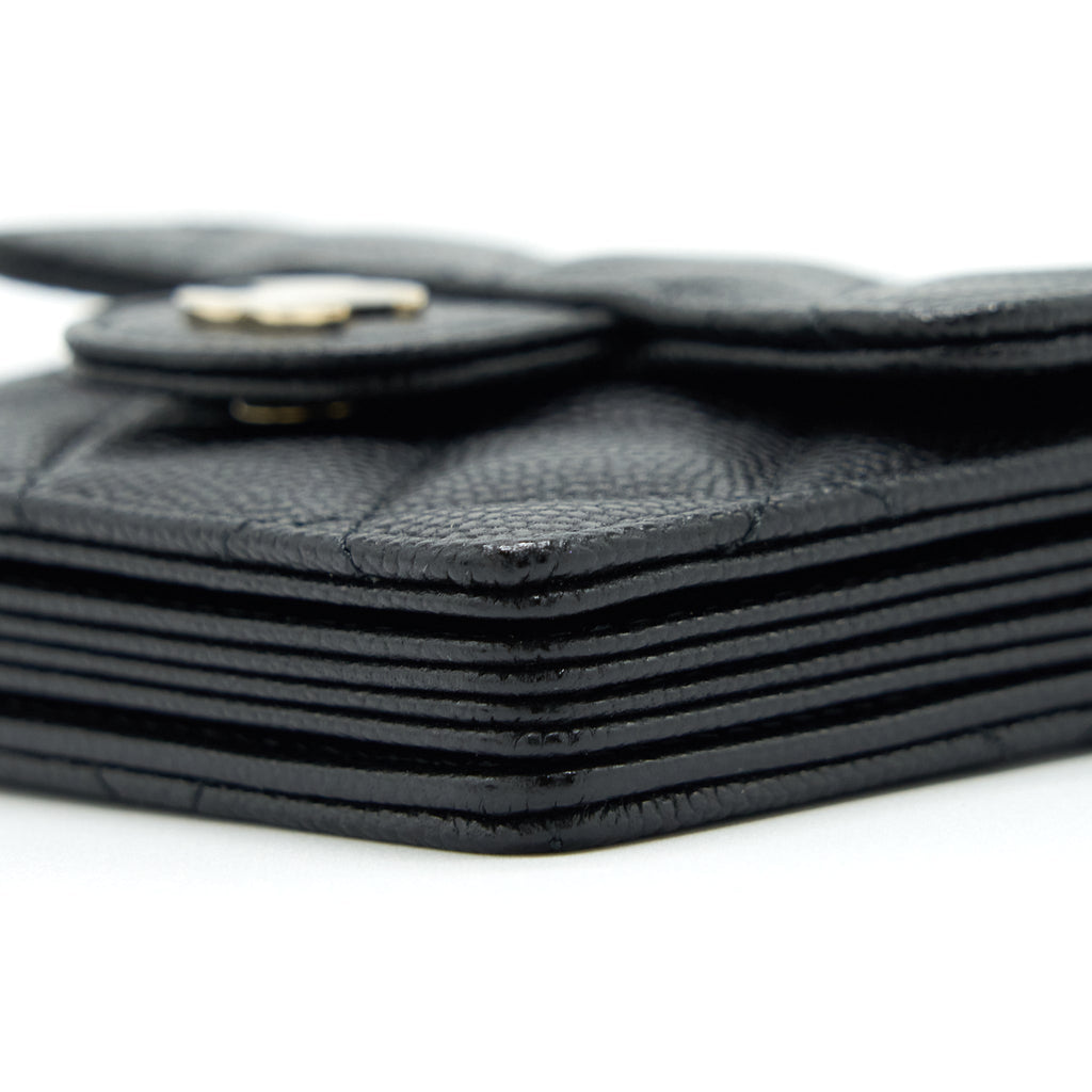 Chanel Card Holder On Chain Caviar Black L