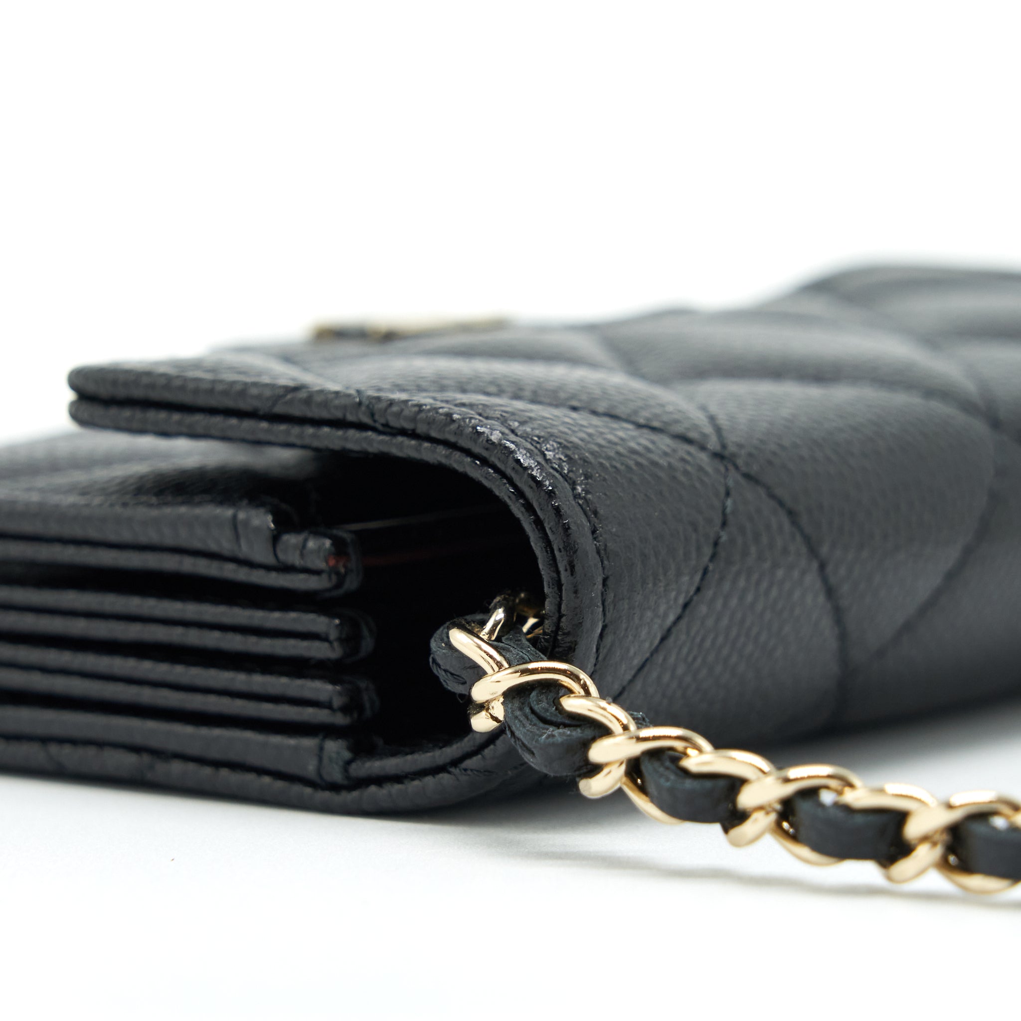 Chanel Card Holder On Chain Caviar Black L