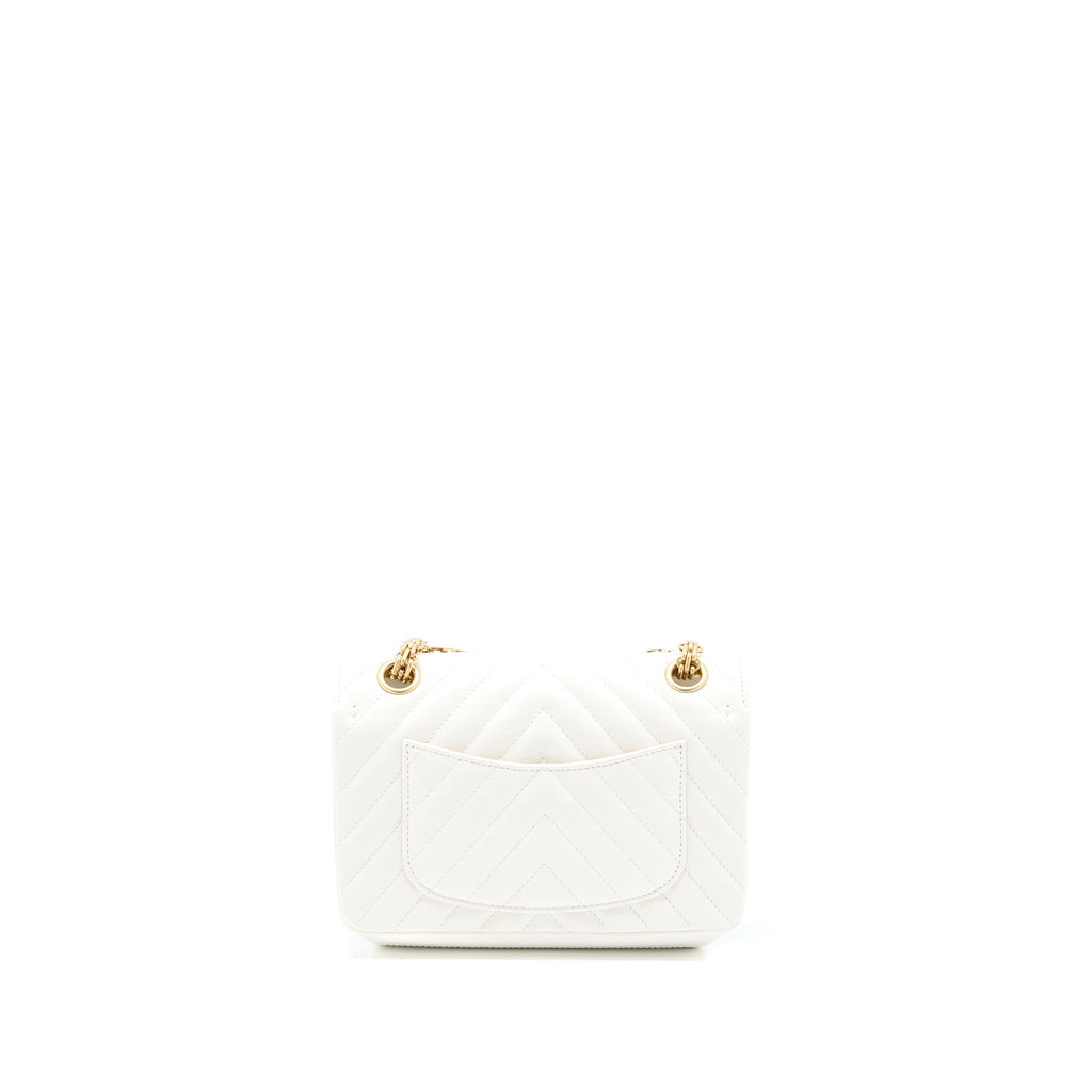 Chanel Mini 2.55 Reissue Chevron Flap Bag Aged Calfskin White Brushed  (Microchip)