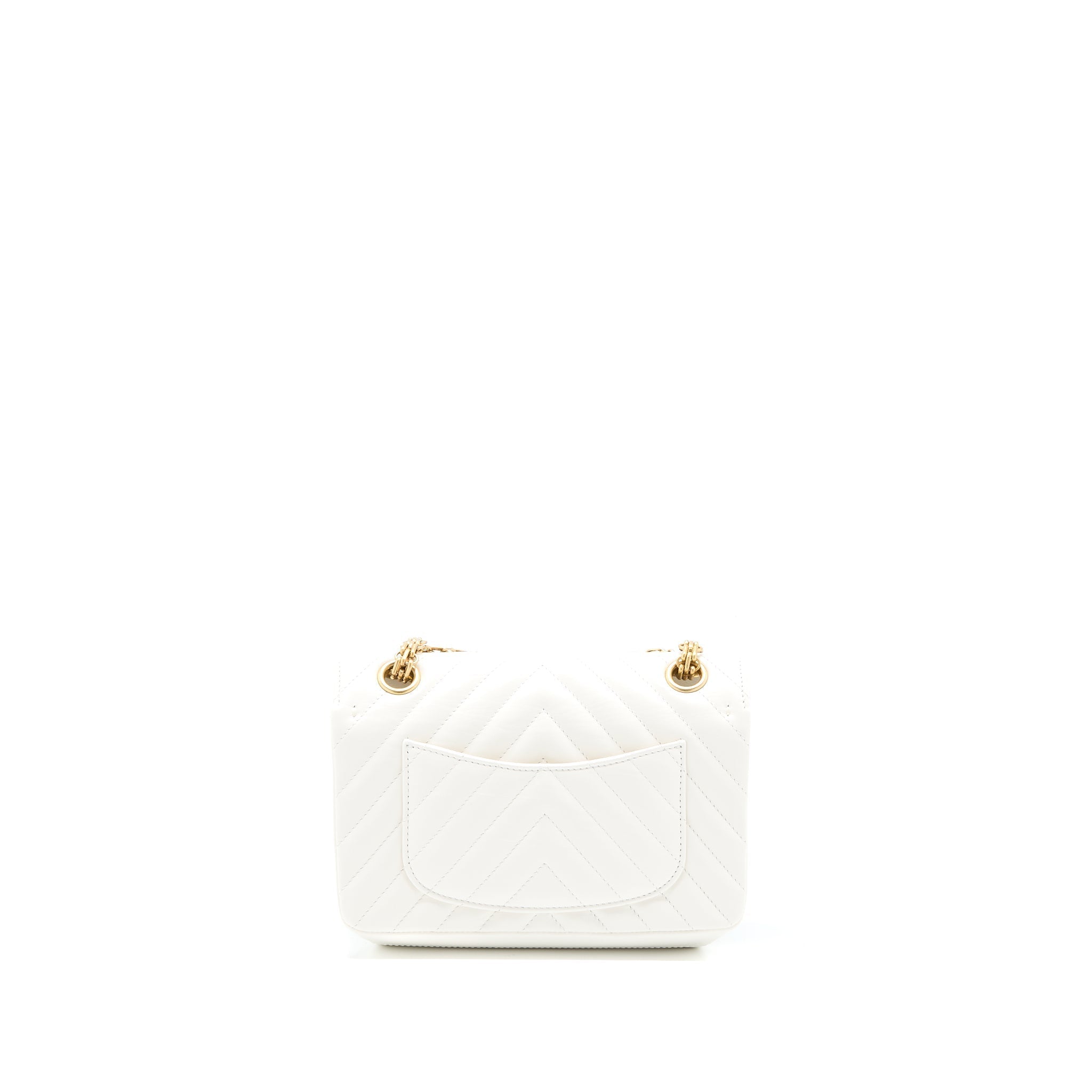 Chanel Mini 2.55 Reissue Chevron Flap Bag Aged Calfskin White Brushed  (Microchip)