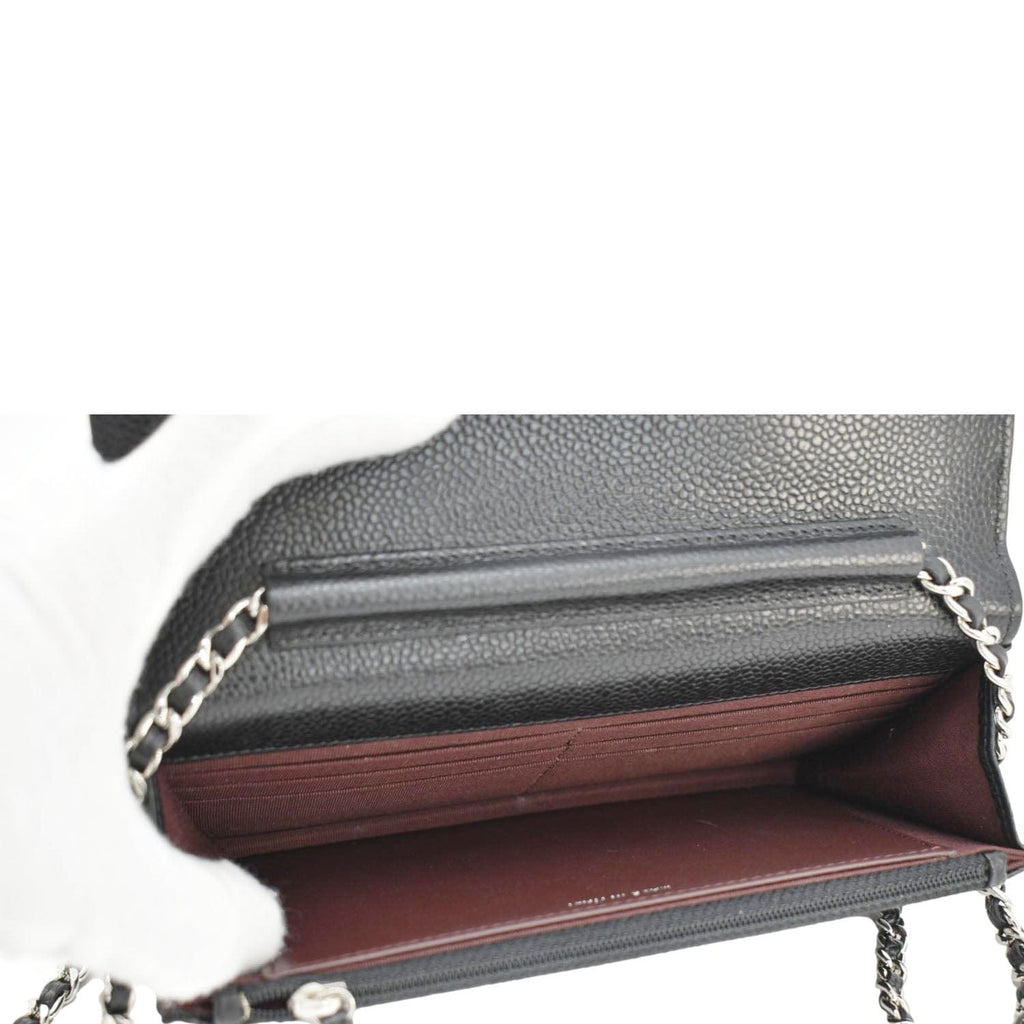 CHANEL Wallet On Chain Quilted Caviar Leather Crossbody Bag Black