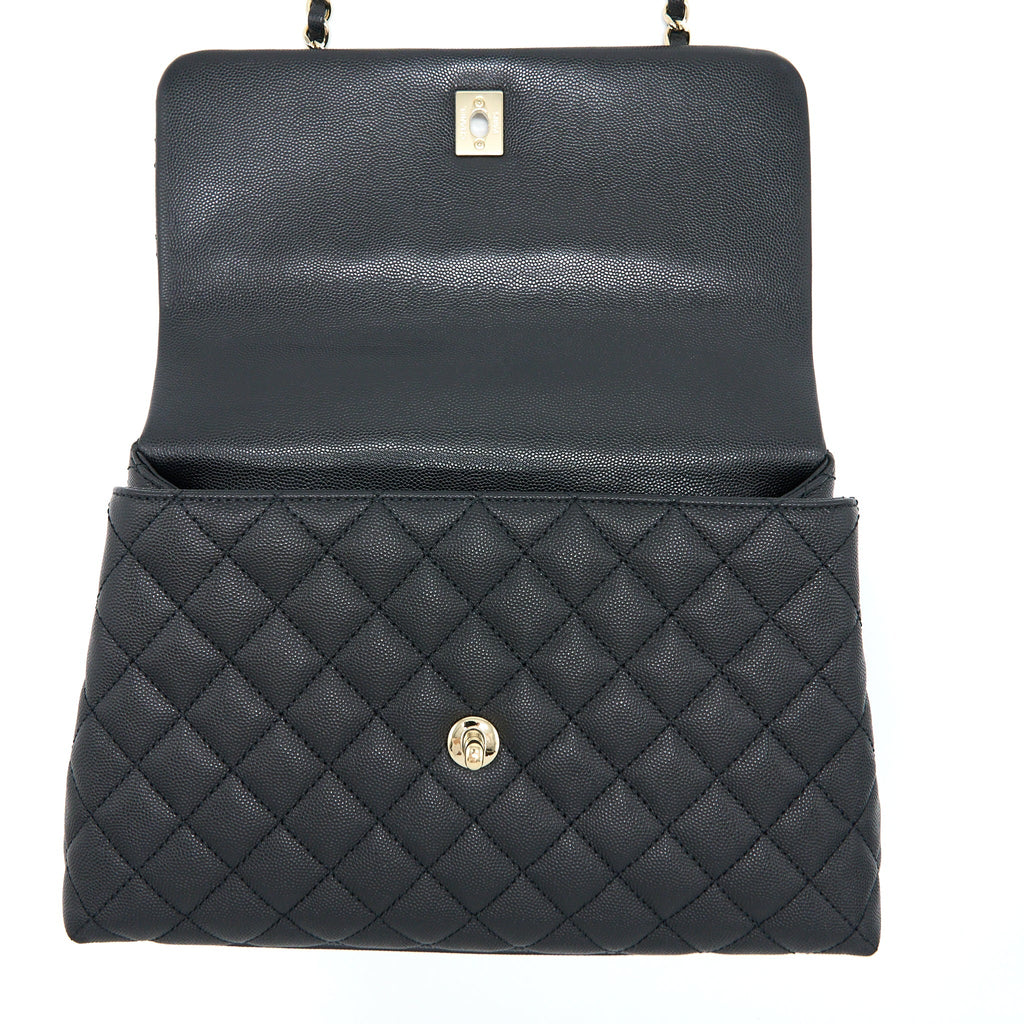 Chanel Medium Coco Handle Caviar Black L