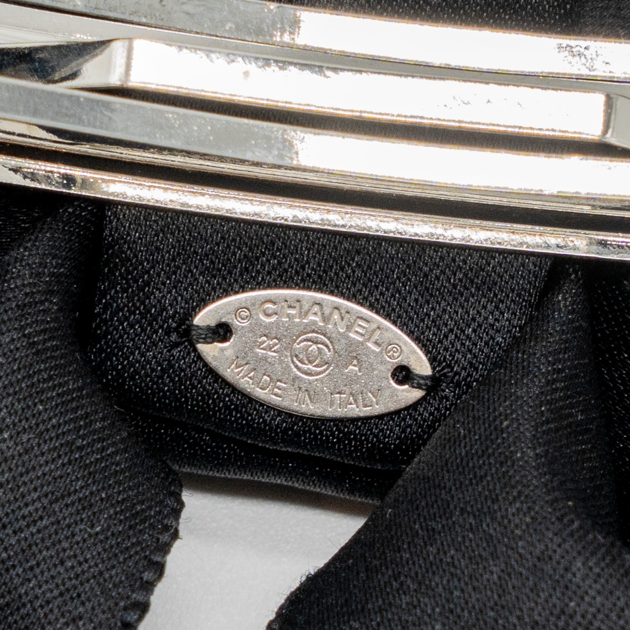 Chanel bow Hair Clip silk Black