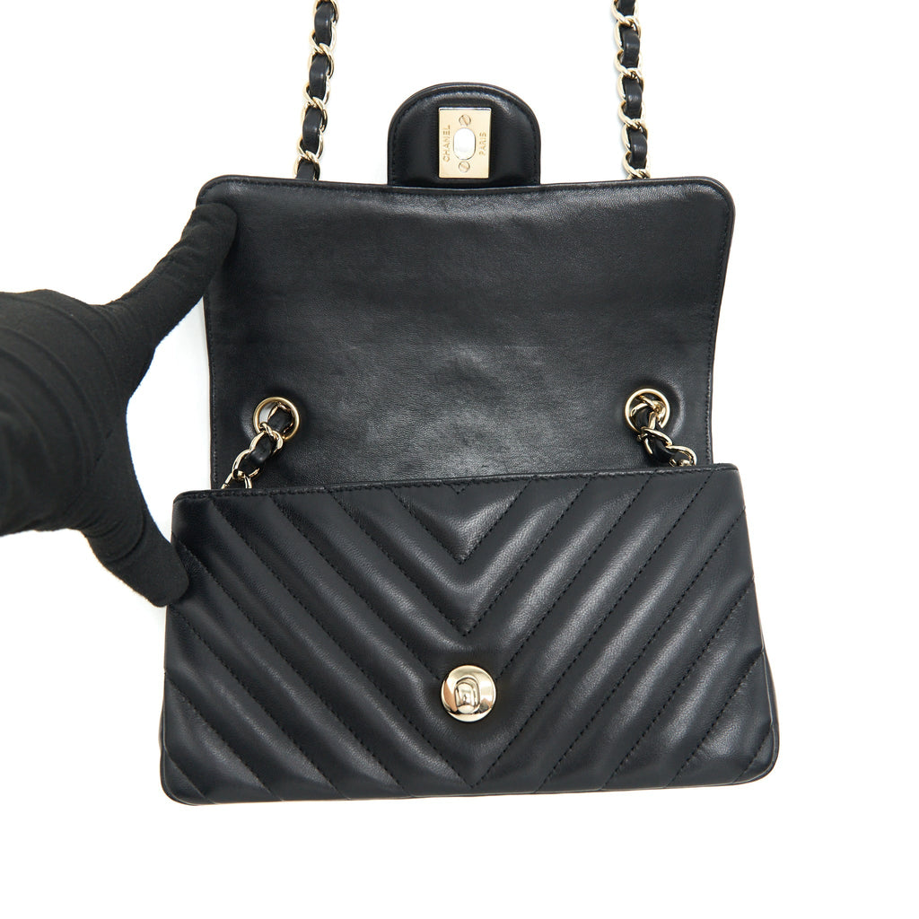 Chanel Chevron Mini Rectangular Flap Bag Black L