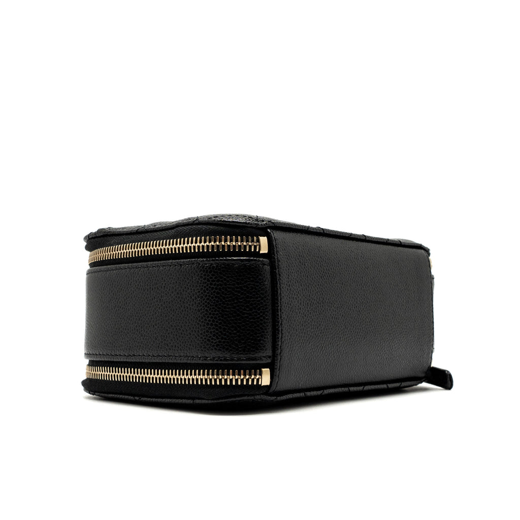 Chanel 22S Letter Top Handle Small Vanity Case Caviar Black Brushed  (Microchip)