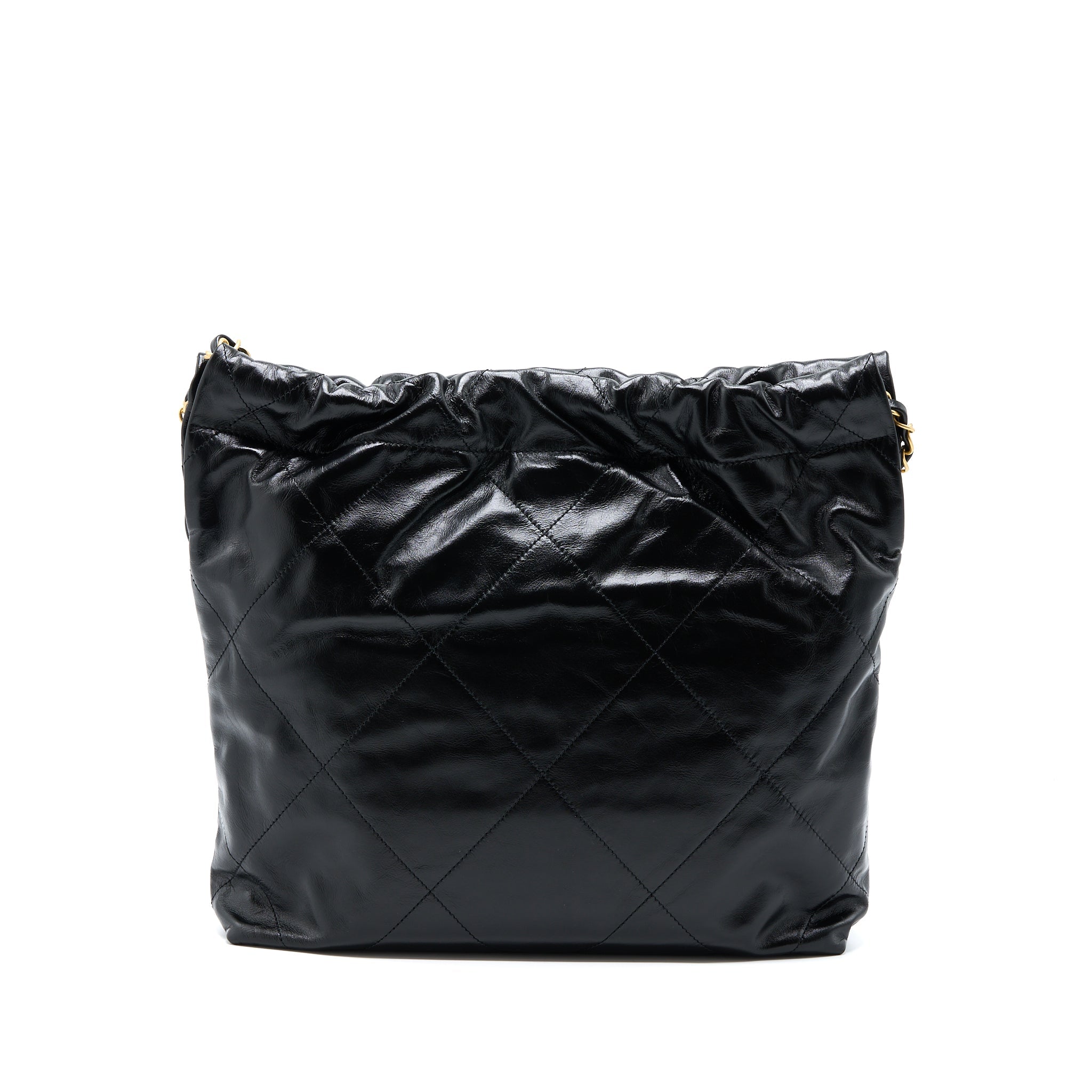 Chanel Small 22 Bag Gold Letter Shiny Calfskin Black  (Microchip)