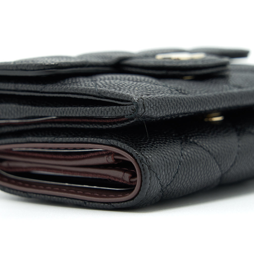 Chanel small compact wallet caviar black L