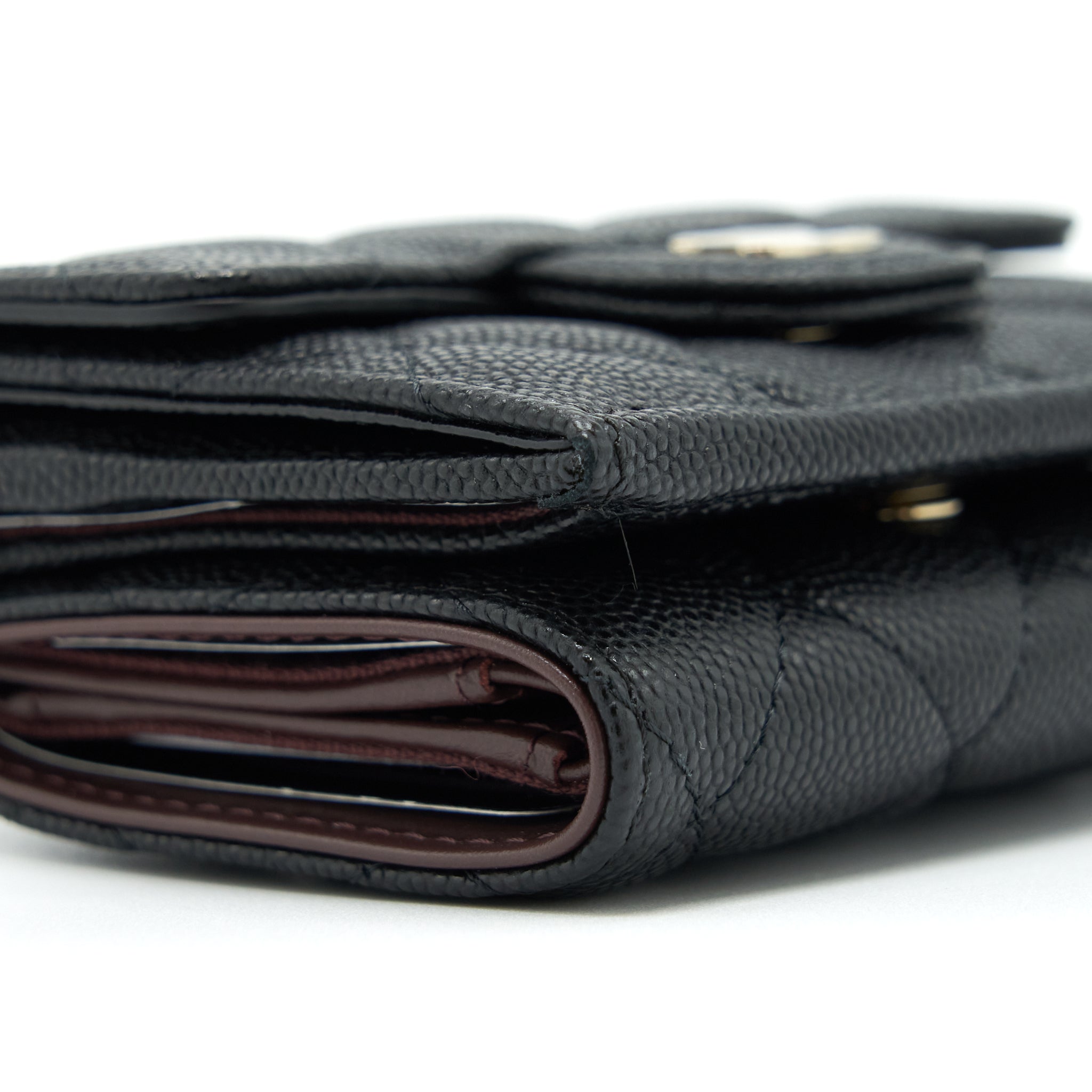 Chanel small compact wallet caviar black L