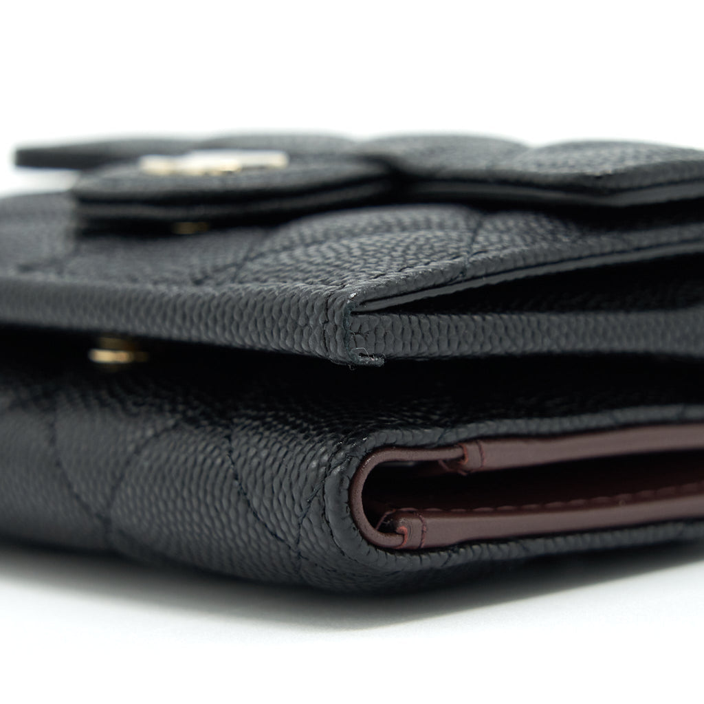 Chanel small compact wallet caviar black L