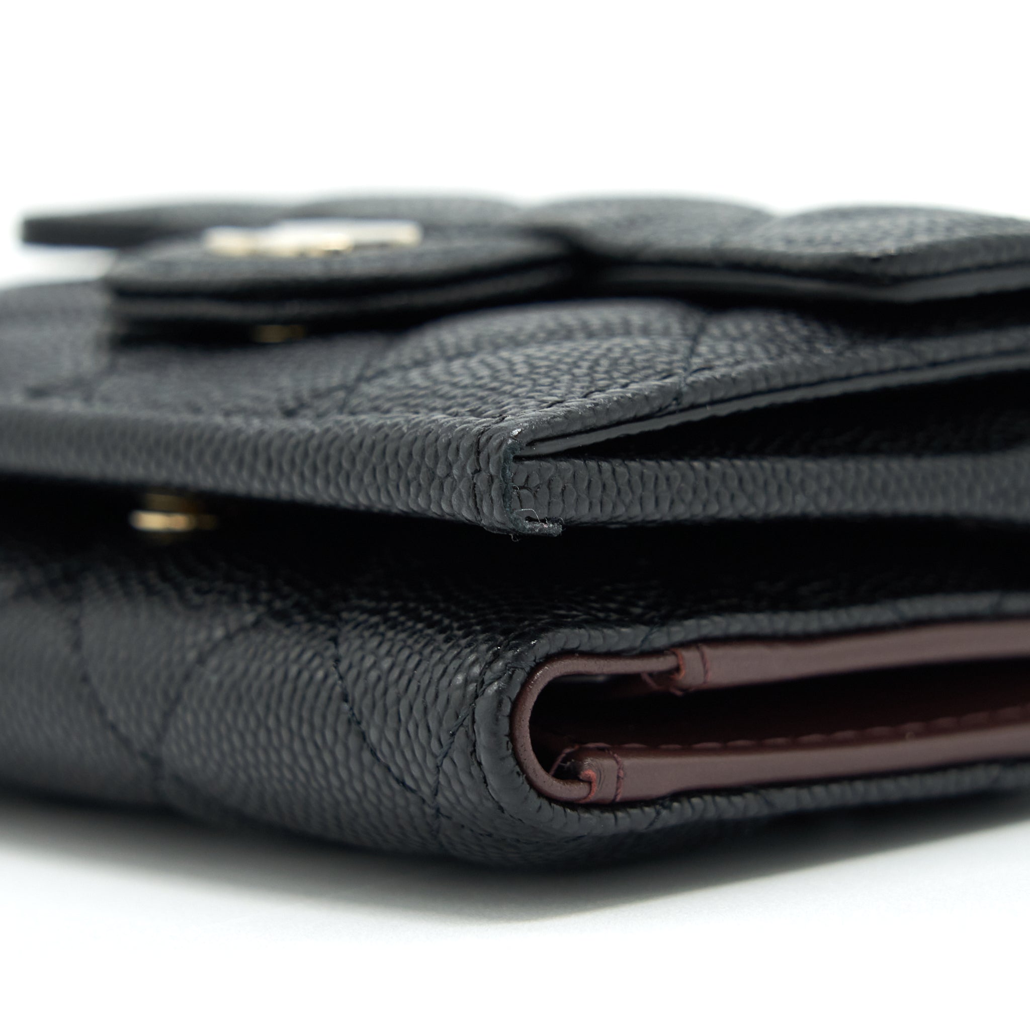Chanel small compact wallet caviar black L