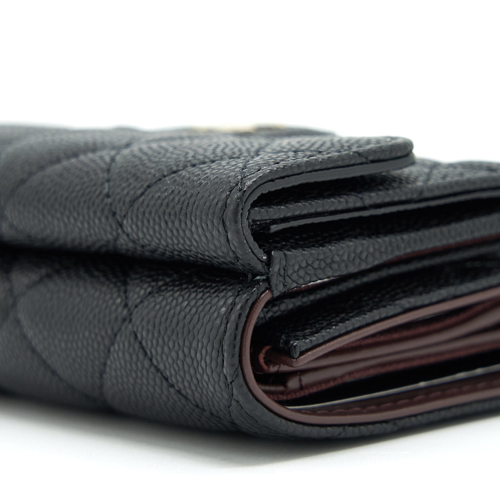 Chanel small compact wallet caviar black L
