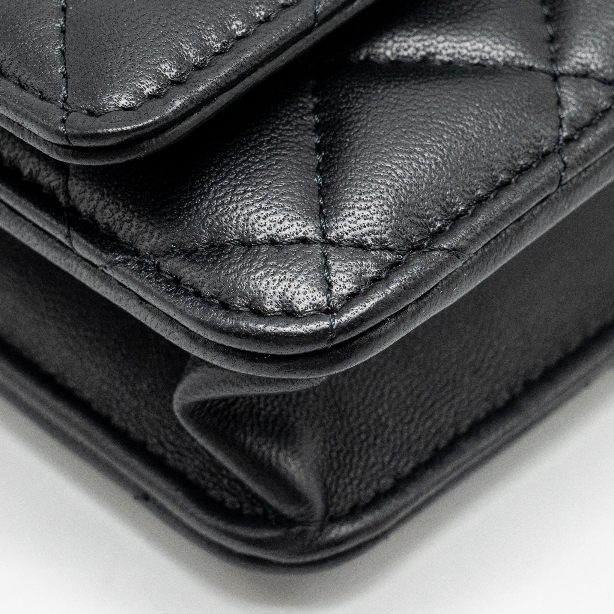 Chanel Pearl Crush Wallet On Chain Lambskin Black  (Microchip)