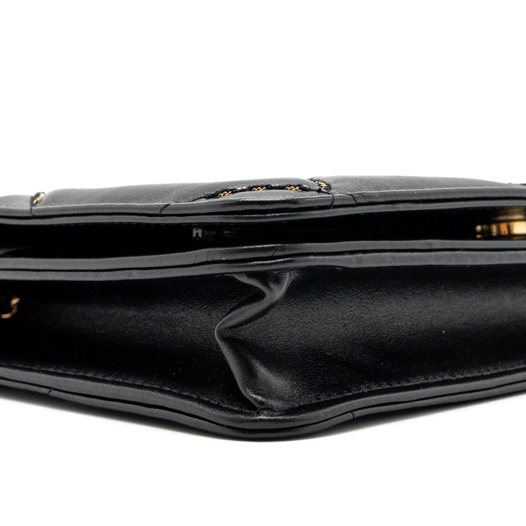 Chanel Quilted Wallet on Chain Shiny Calfskin Black  (Microchip)